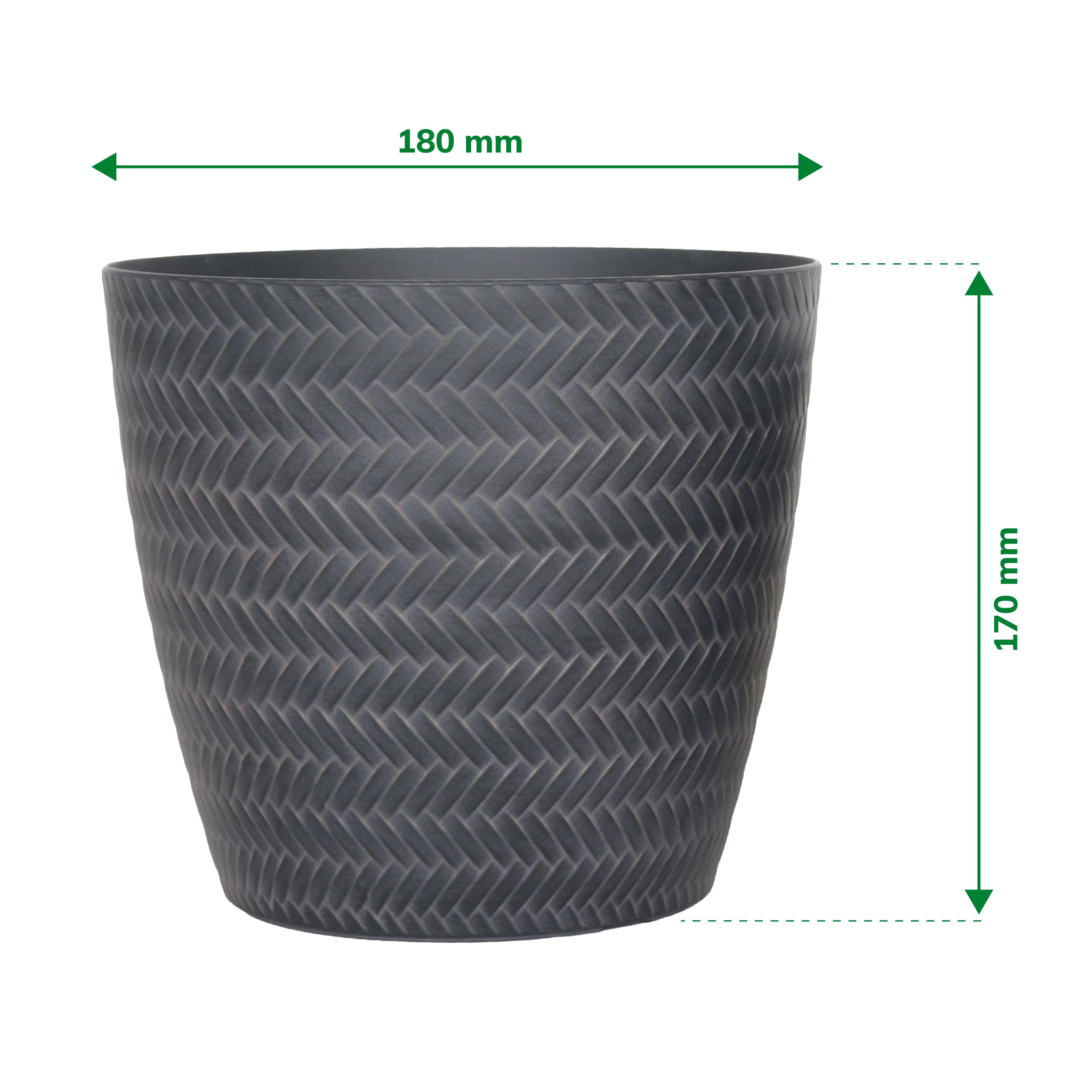 Verve Black Recycled plastic Plant pot (Dia) 18cm, (H)17cm