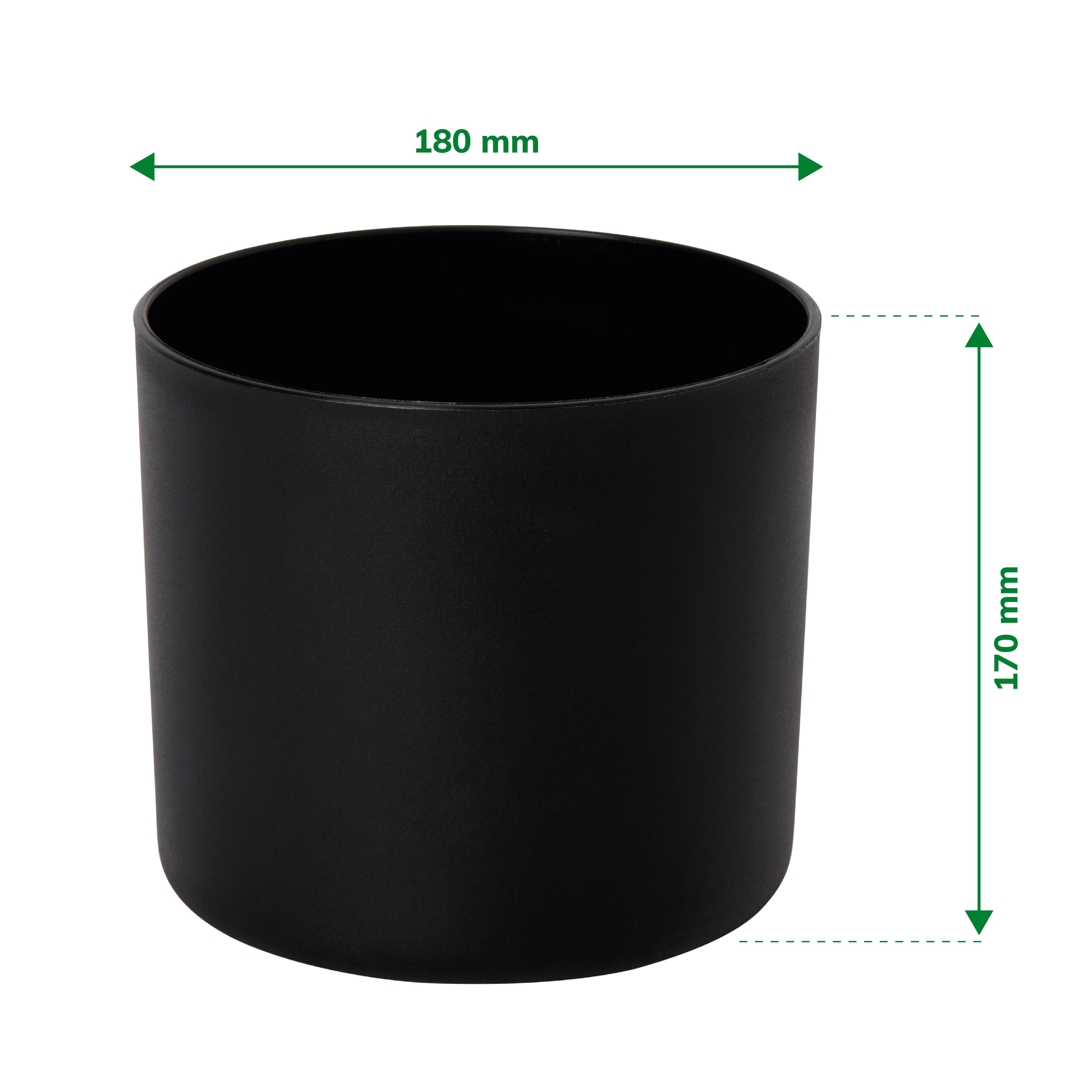 Verve Black Recycled plastic Plant pot (Dia) 18cm, (H)17cm