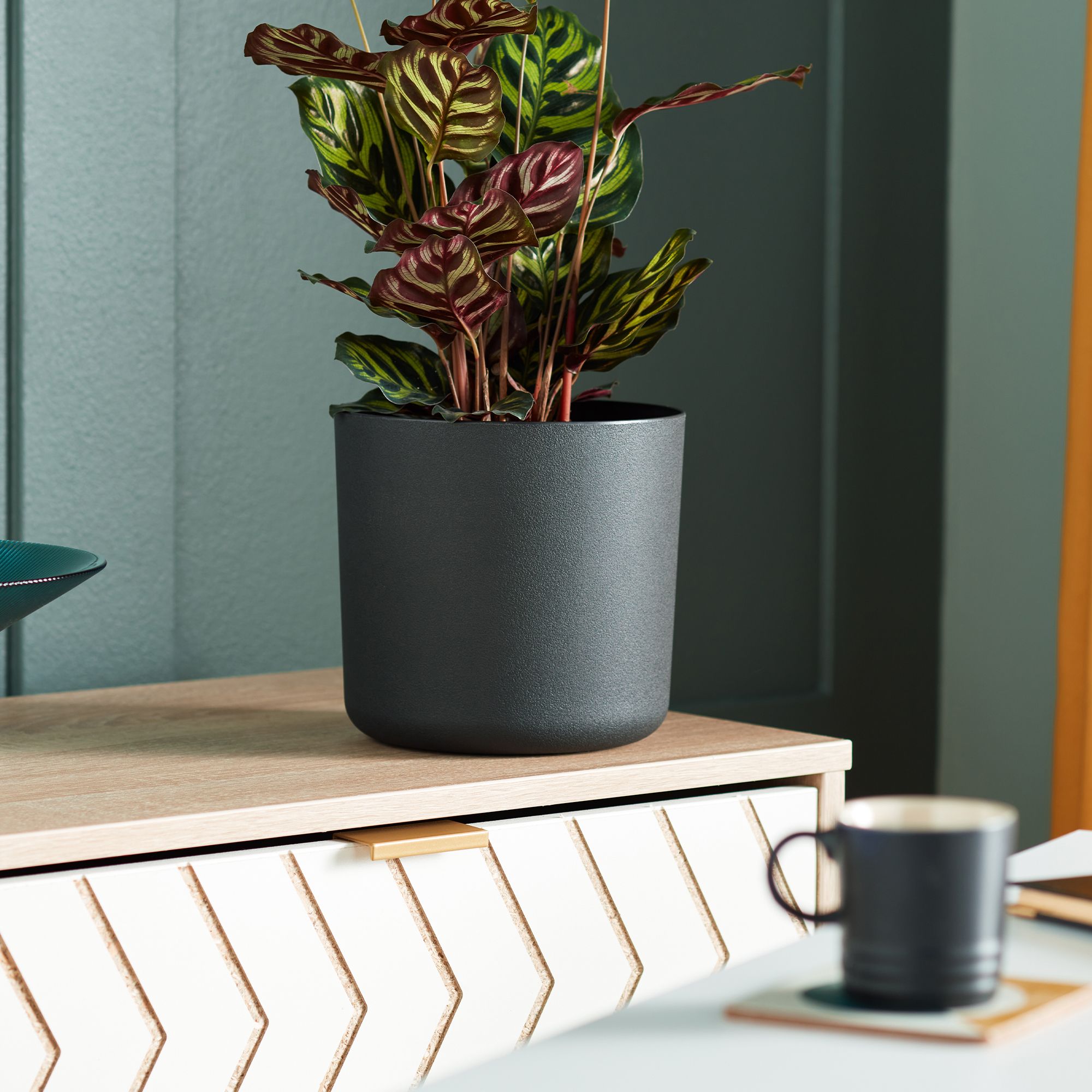 Verve Black Recycled plastic Plant pot (Dia) 18cm, (H)17cm