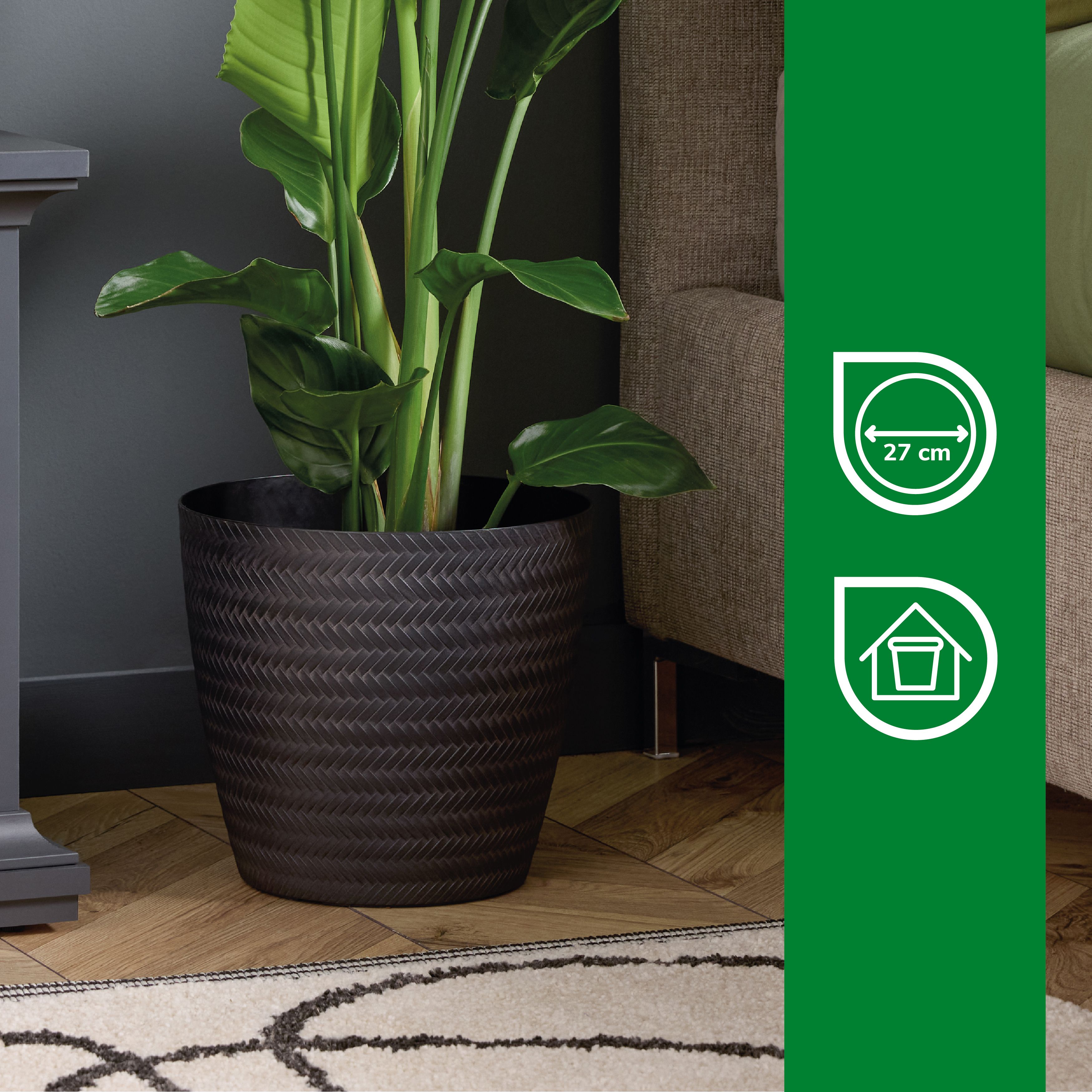 Verve Black Recycled plastic Plant pot (Dia) 43cm, (H)26cm