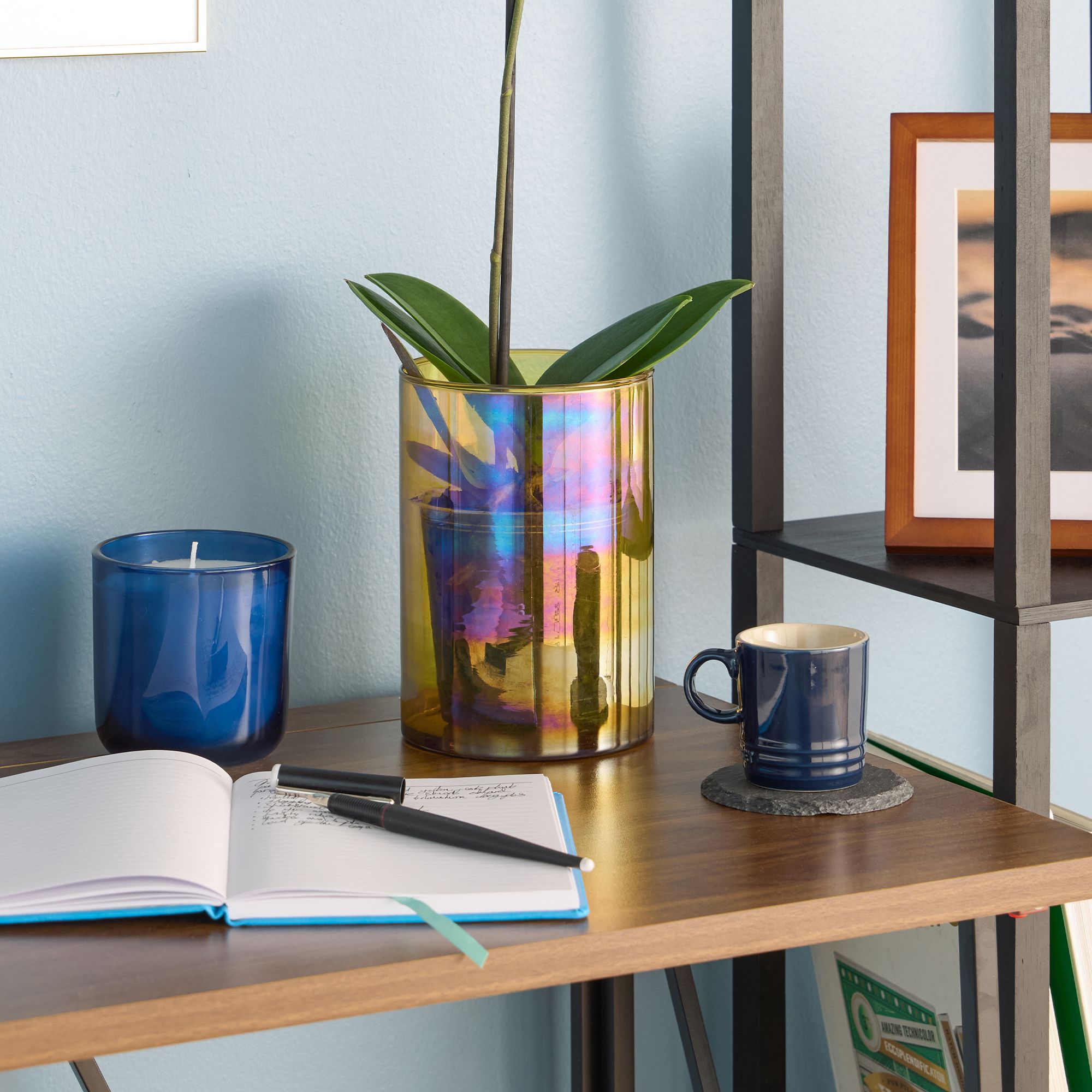Verve Brown Glass Plant pot (Dia) 12.5cm, (H)18cm