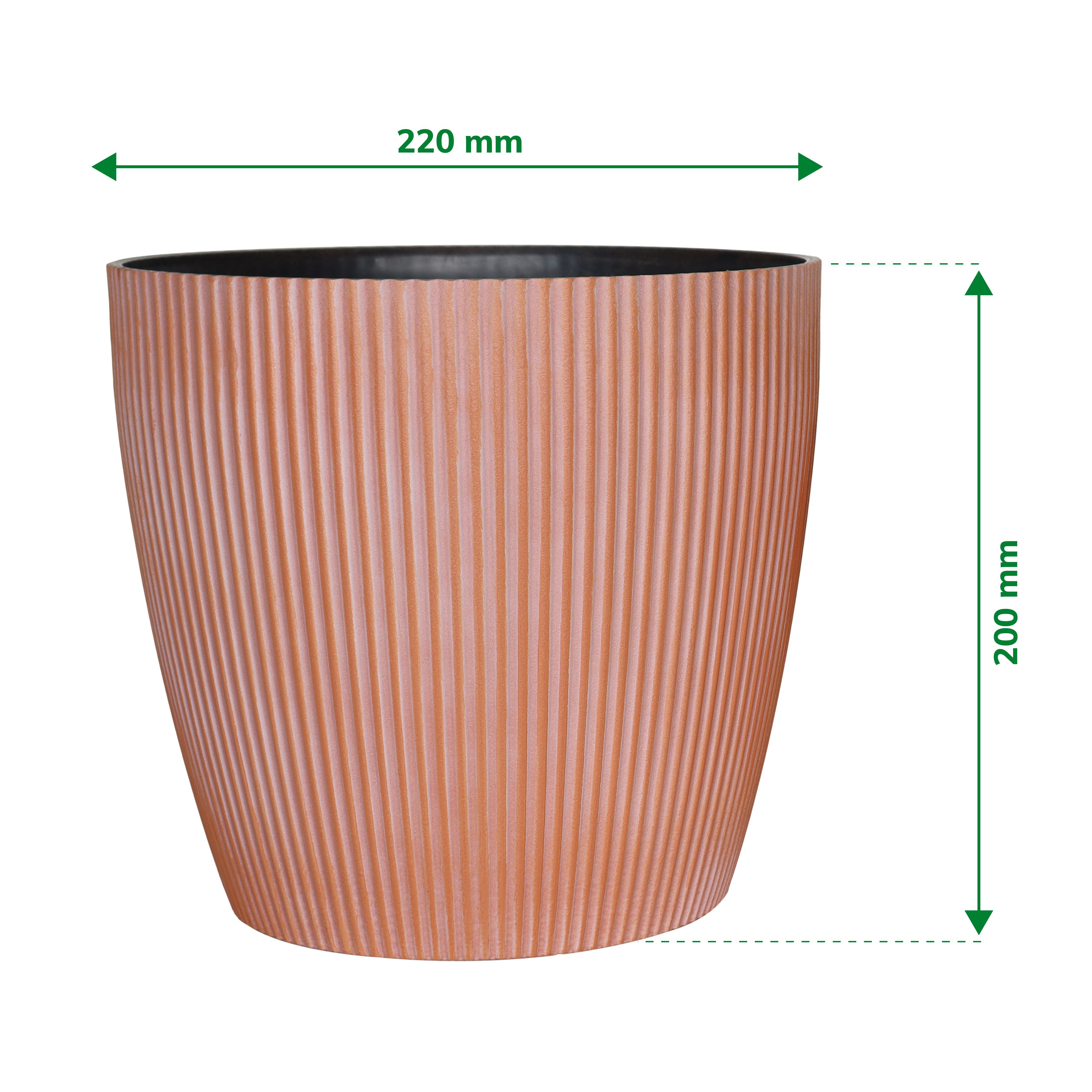 Verve Brown Ribbed Recycled plastic Plant pot (Dia) 22cm, (H)20cm