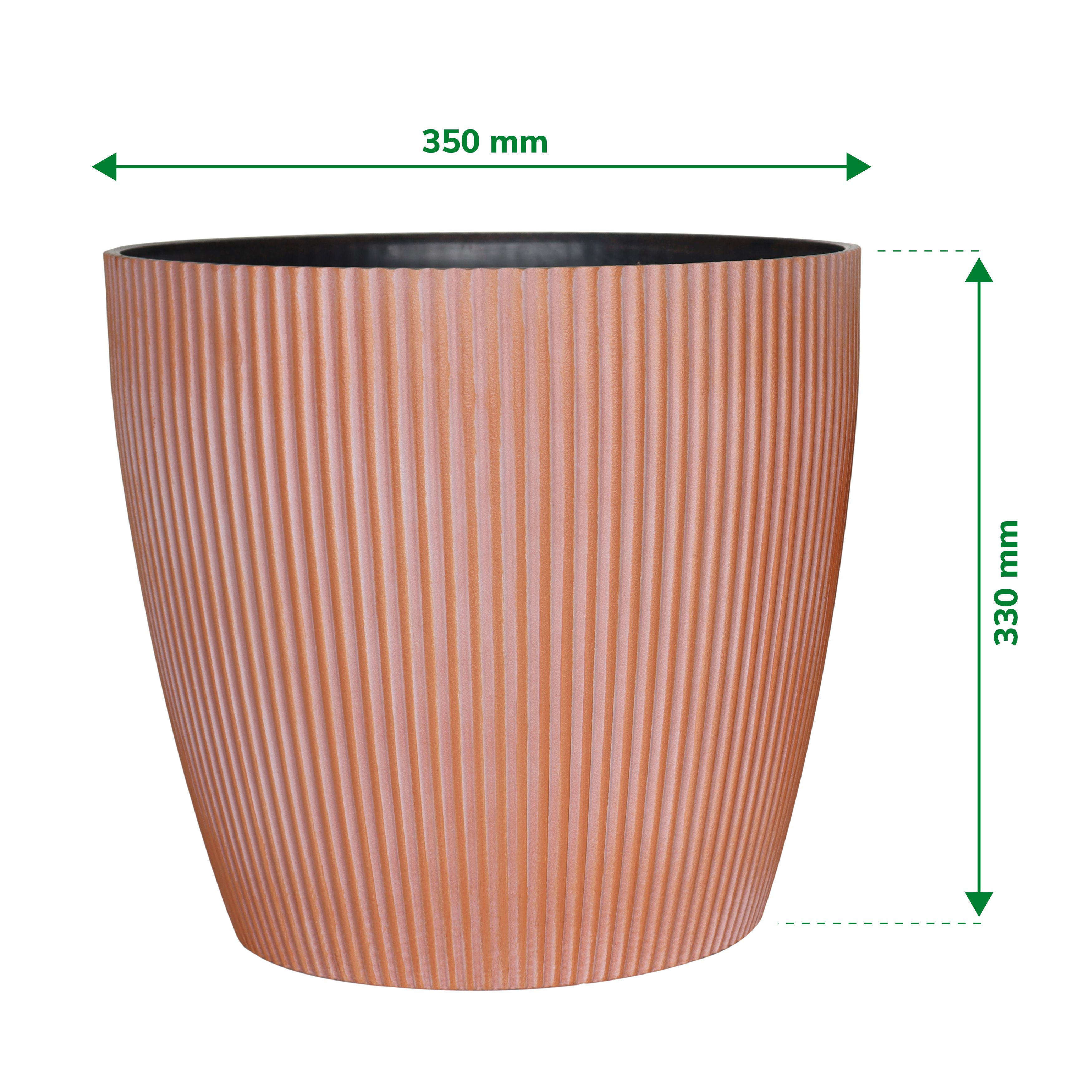 Verve Brown Ribbed Recycled plastic Plant pot (Dia) 35cm, (H)33cm