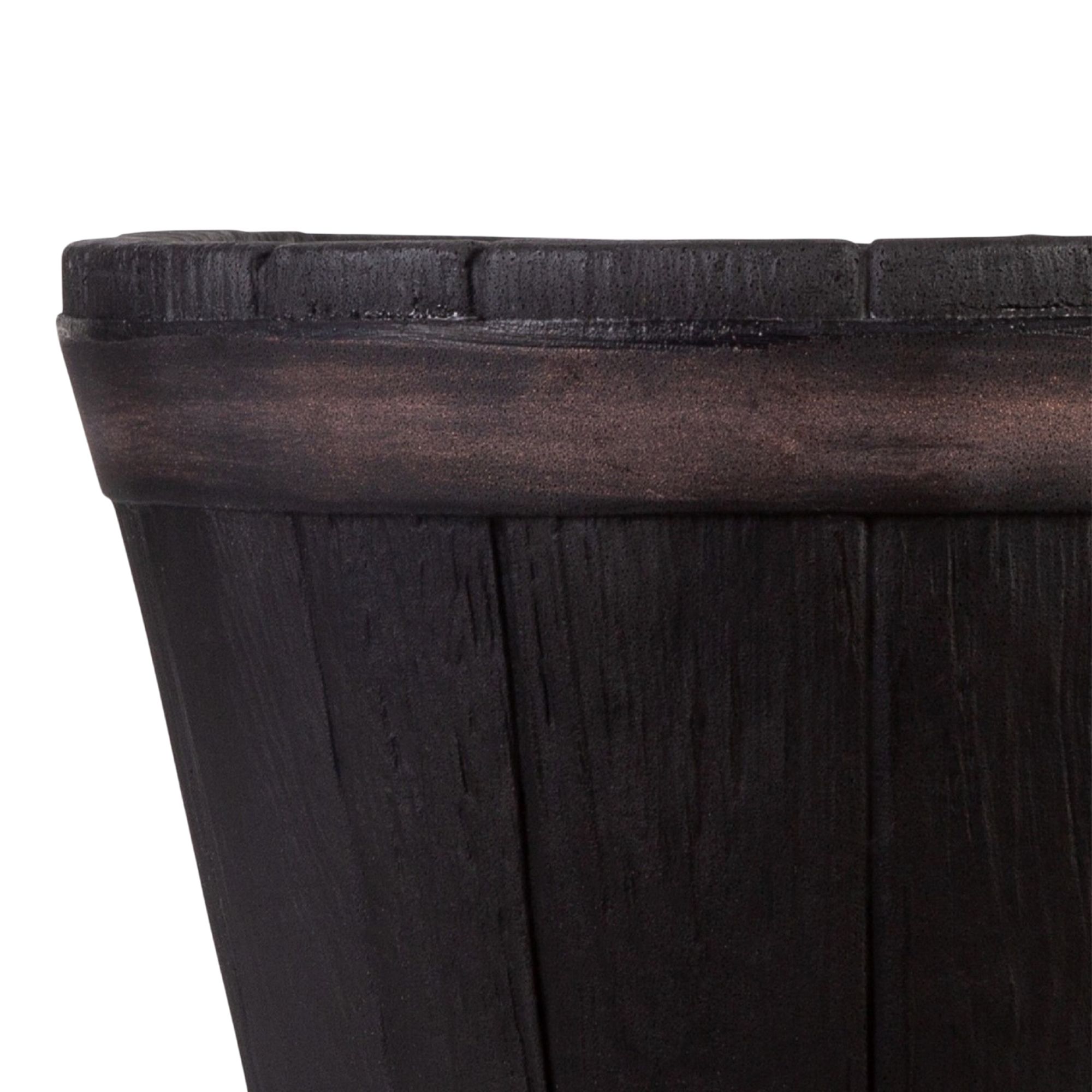Verve Brown Wood effect Barrel Plastic Plant pot (Dia) 38cm, (H)24.5cm