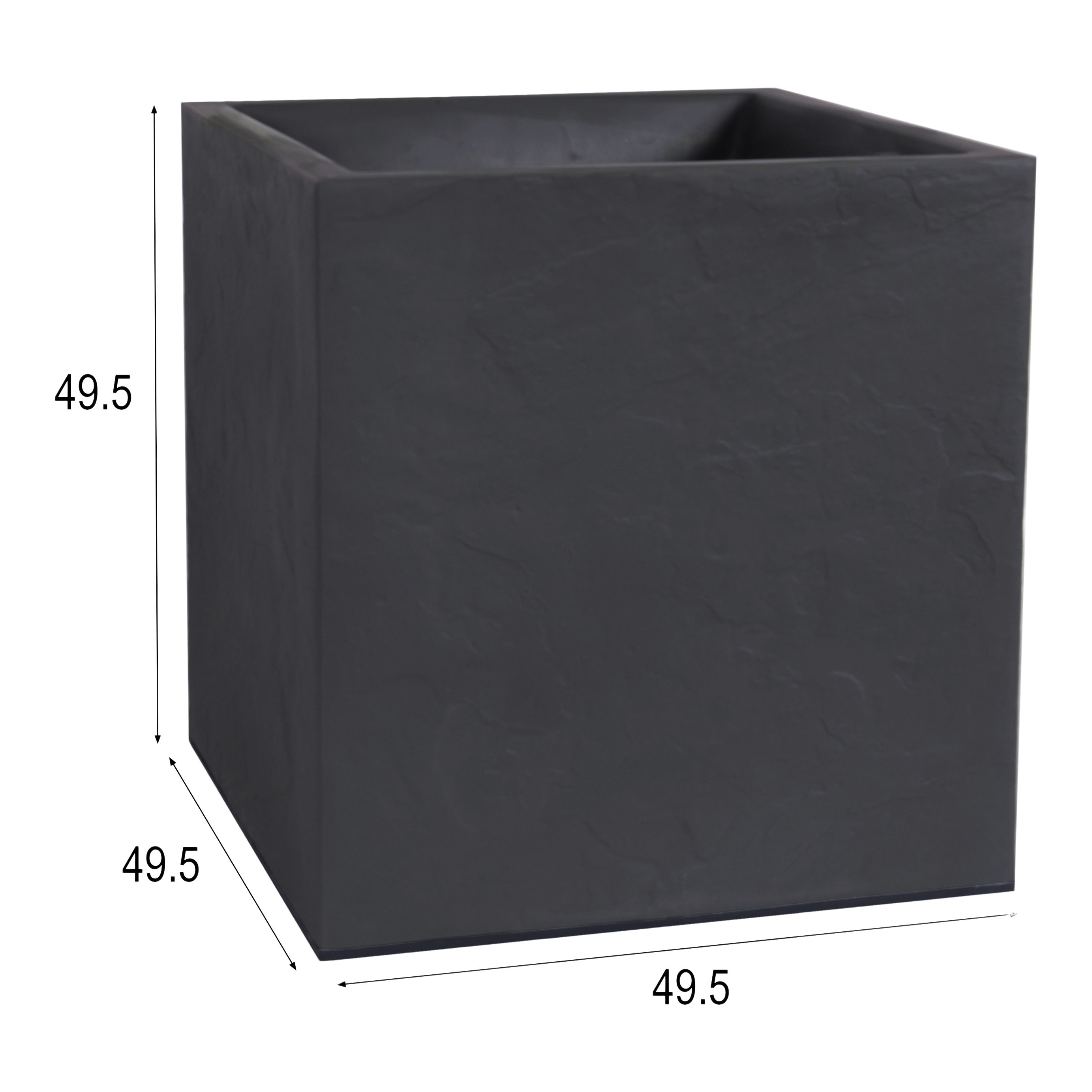 Verve Dallas Dark grey Slate effect Plastic Square Plant pot (Dia)40cm