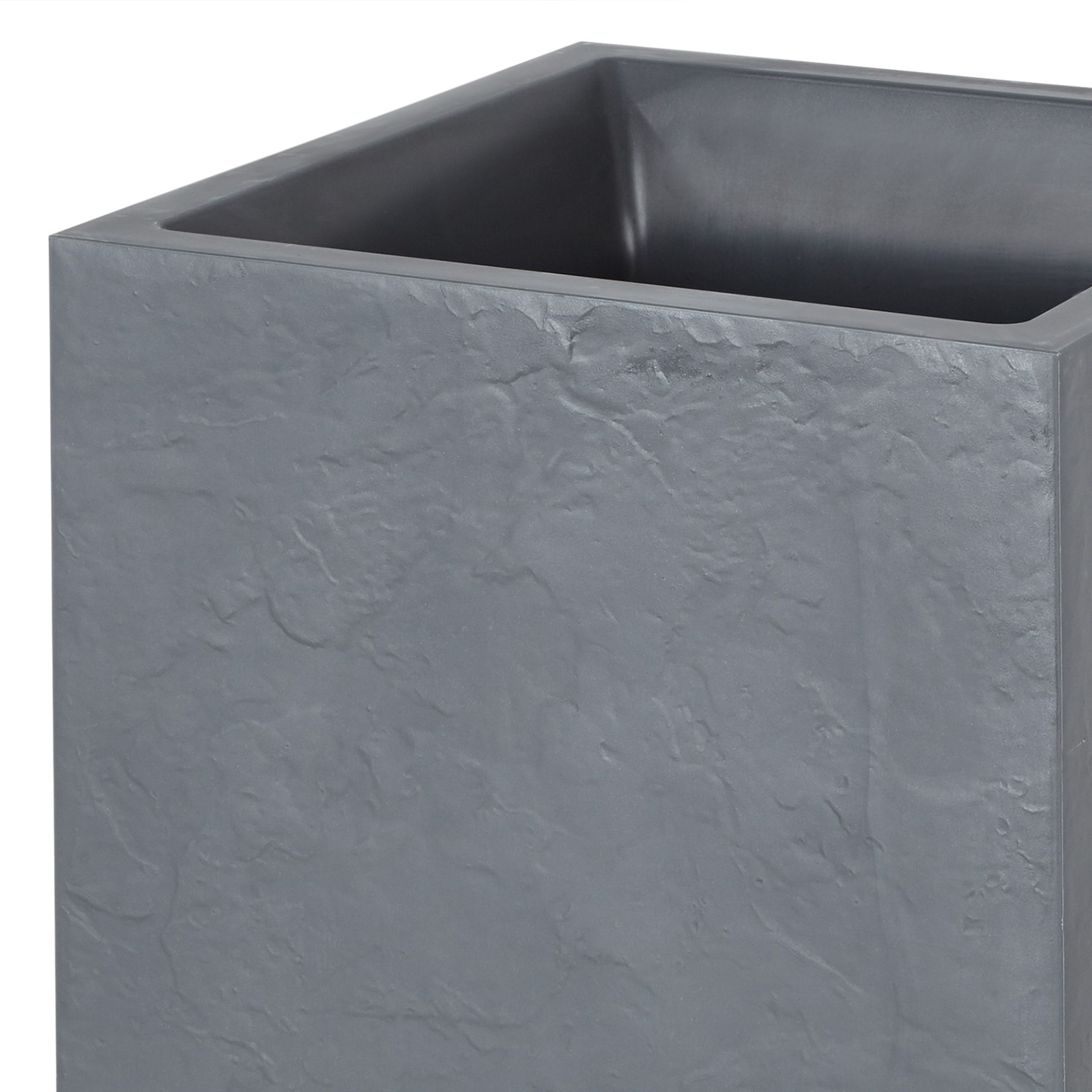 Verve Dallas Dark grey Slate effect Plastic Square Plant pot (Dia)40cm