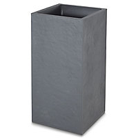 Verve Dark grey Slate effect Plastic Square Plant pot (Dia)40cm