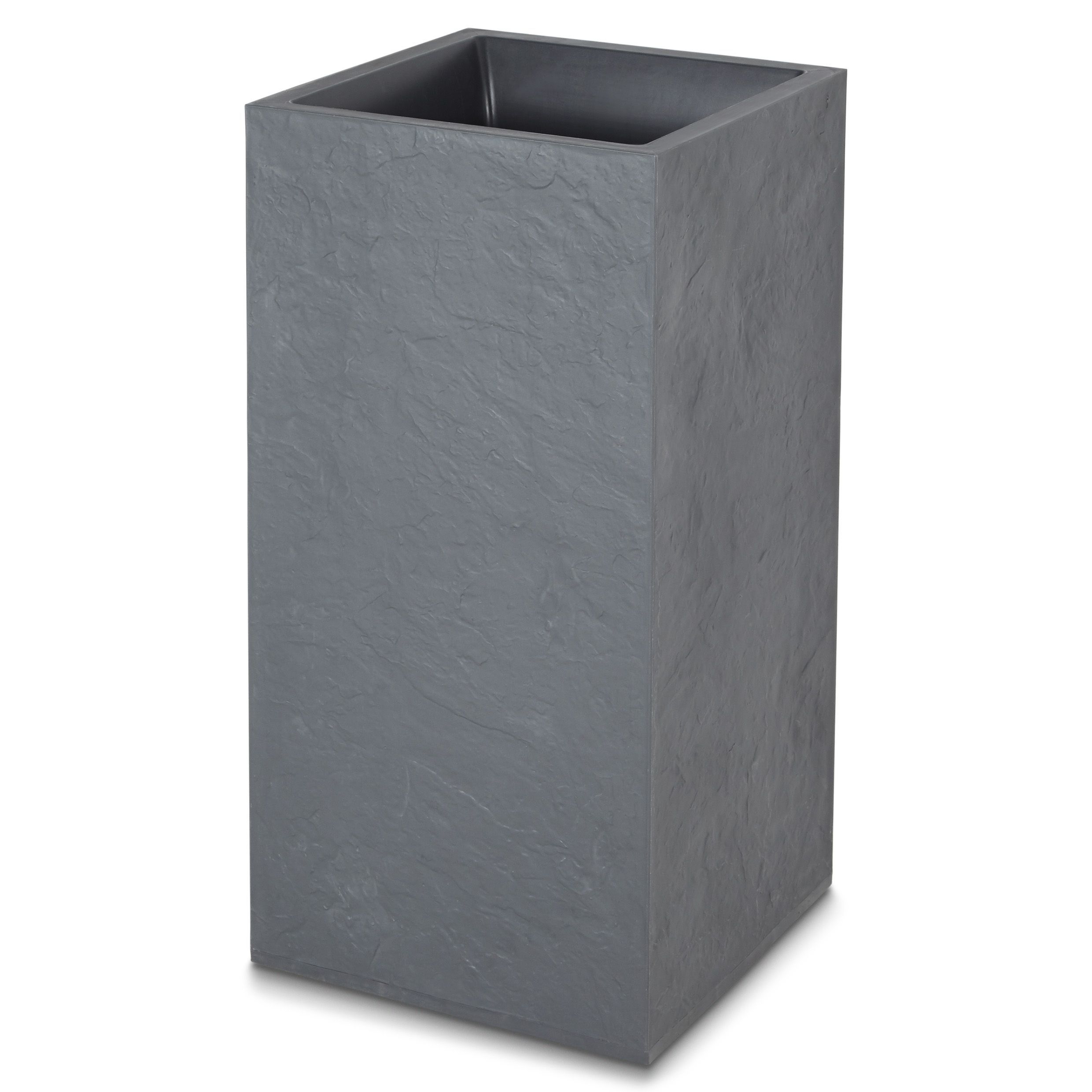 Verve Durdica Dark grey Slate effect Plastic Square Plant pot (Dia) 40cm, (H)80cm, 121L