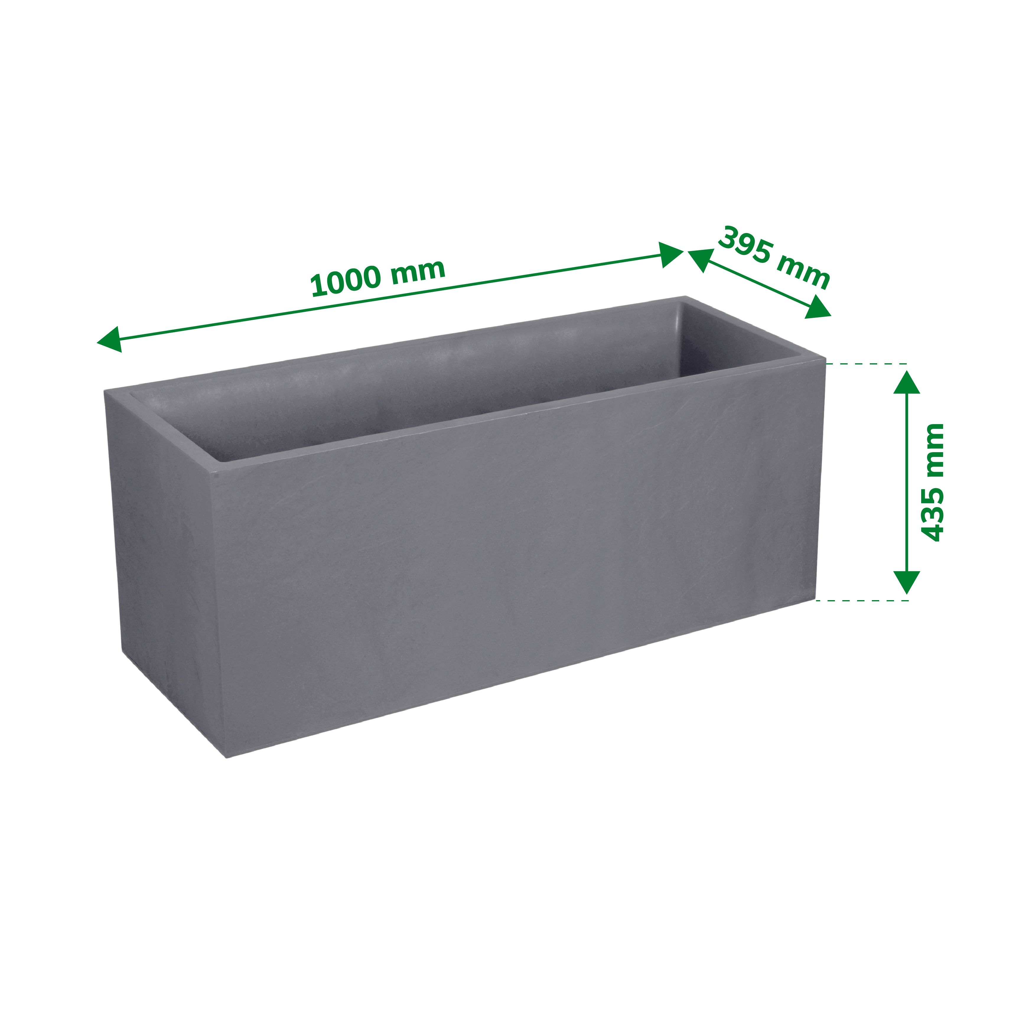 Verve Durdica Matt Rectangular Plastic Planter 98L - Light grey