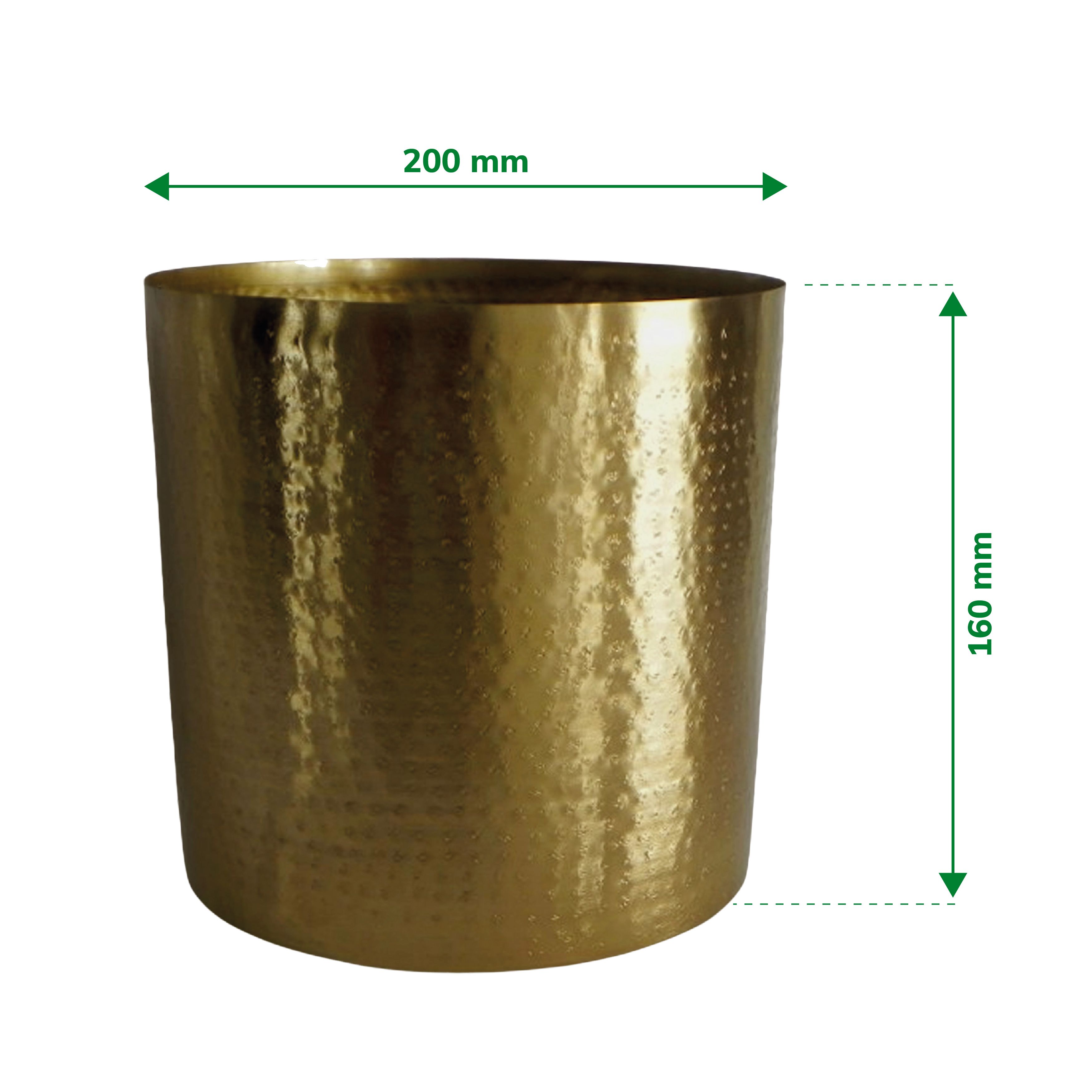Verve gold Metal Plant pot (Dia) 20cm, (H)16cm
