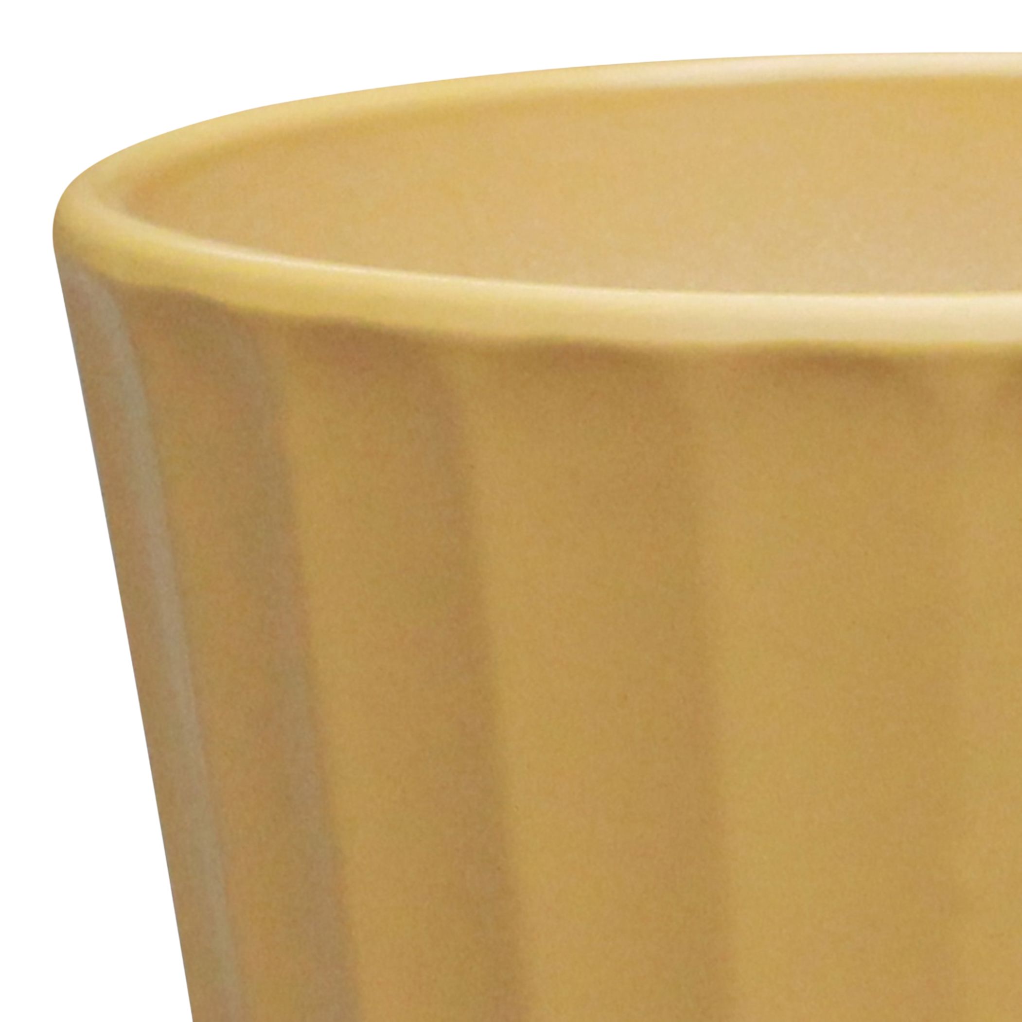 Verve Golden Apricot Yellow Ribbed Clay Plant pot (Dia) 14.5cm, (H)13cm