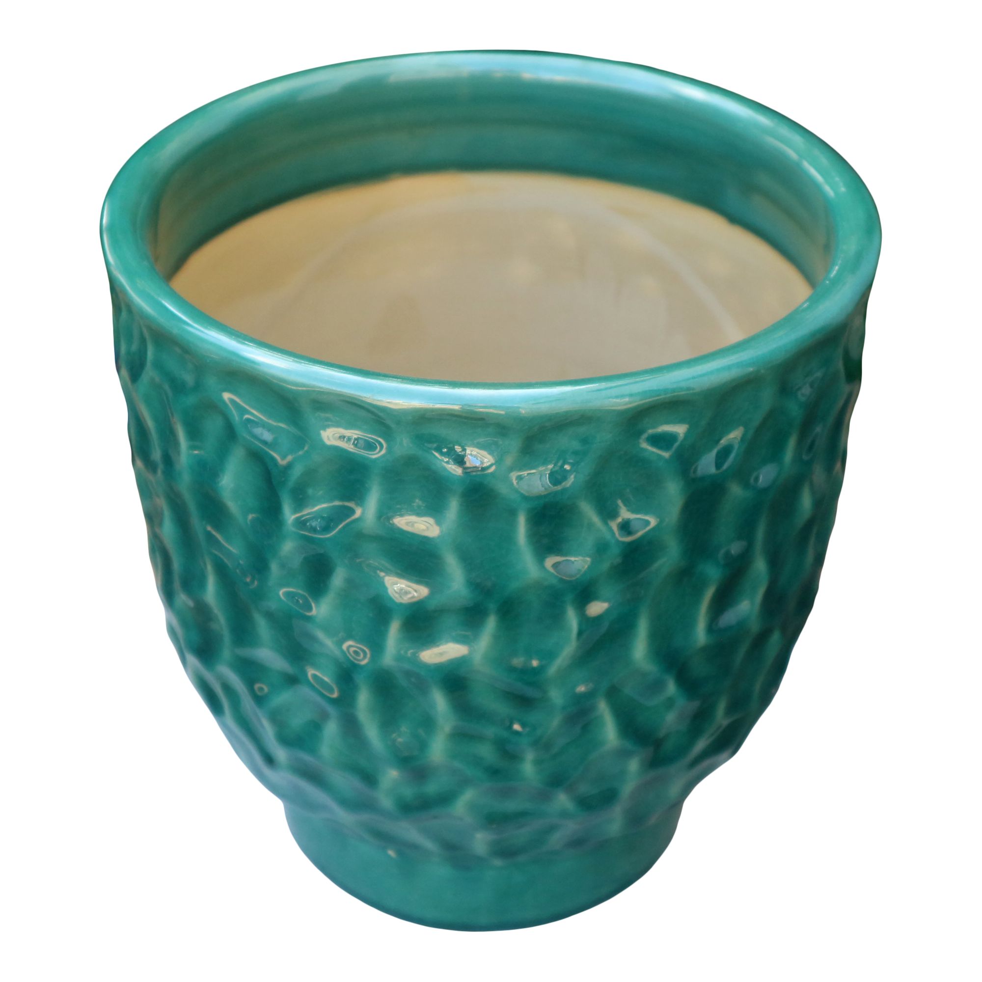 Verve Green Dimpled Ceramic Plant pot (Dia) 17cm, (H)13cm
