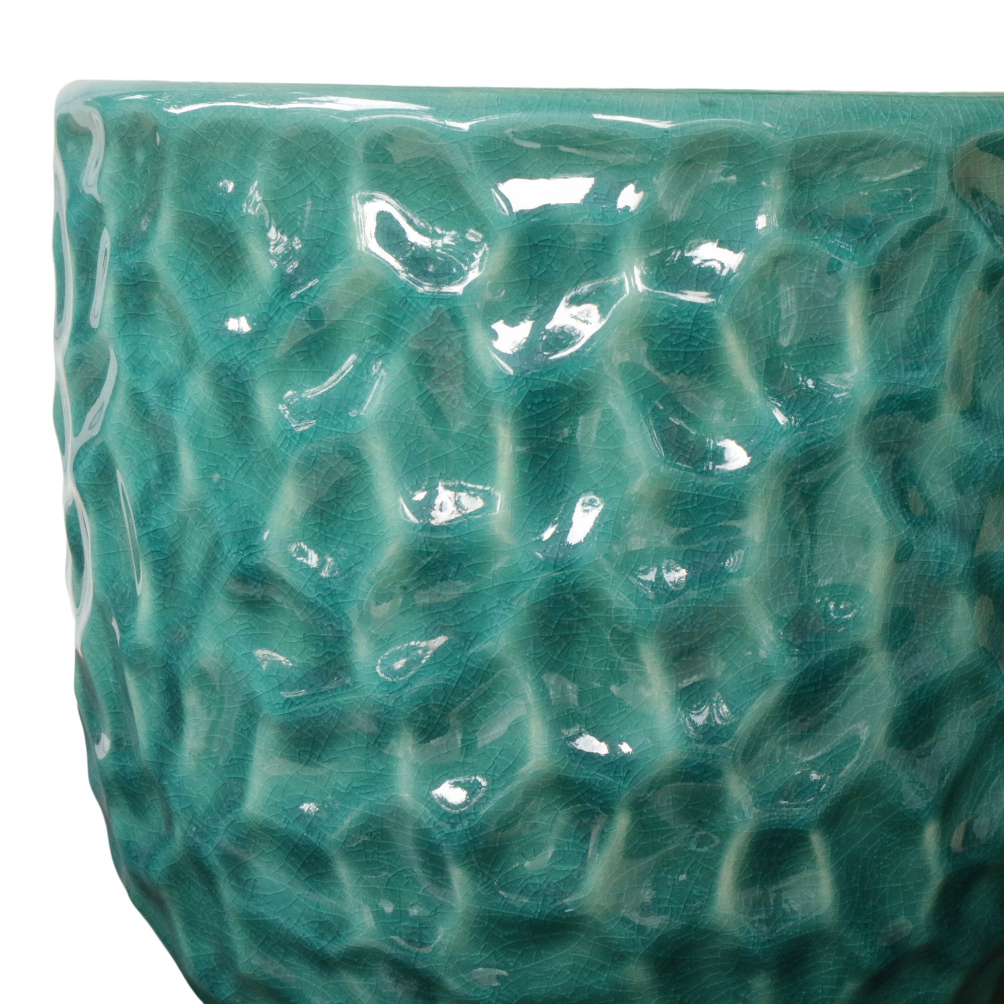 Verve Green Dimpled Ceramic Plant pot (Dia) 17cm, (H)13cm