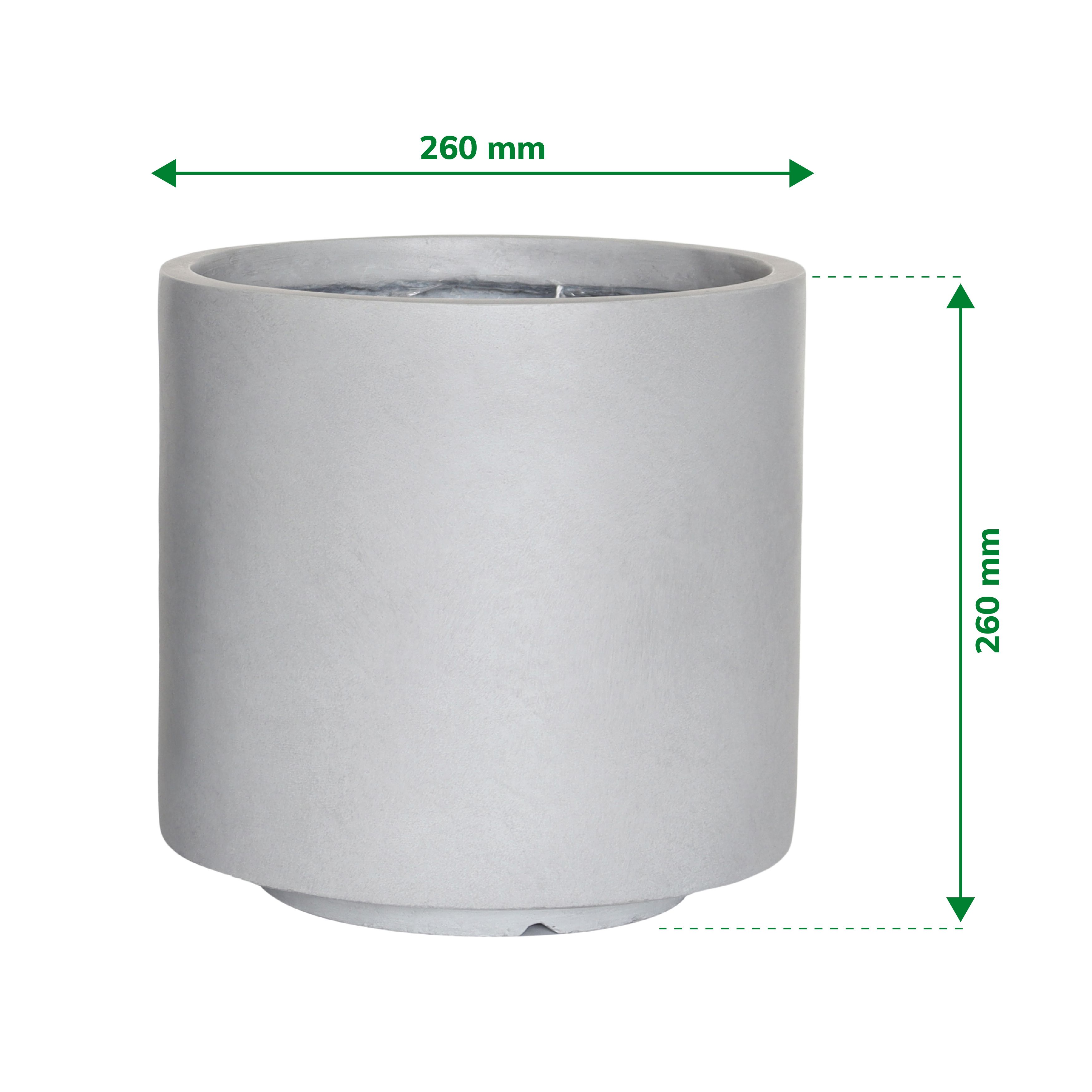 Verve Grey Fibreclay Plant pot (Dia) 26cm, (H)26cm