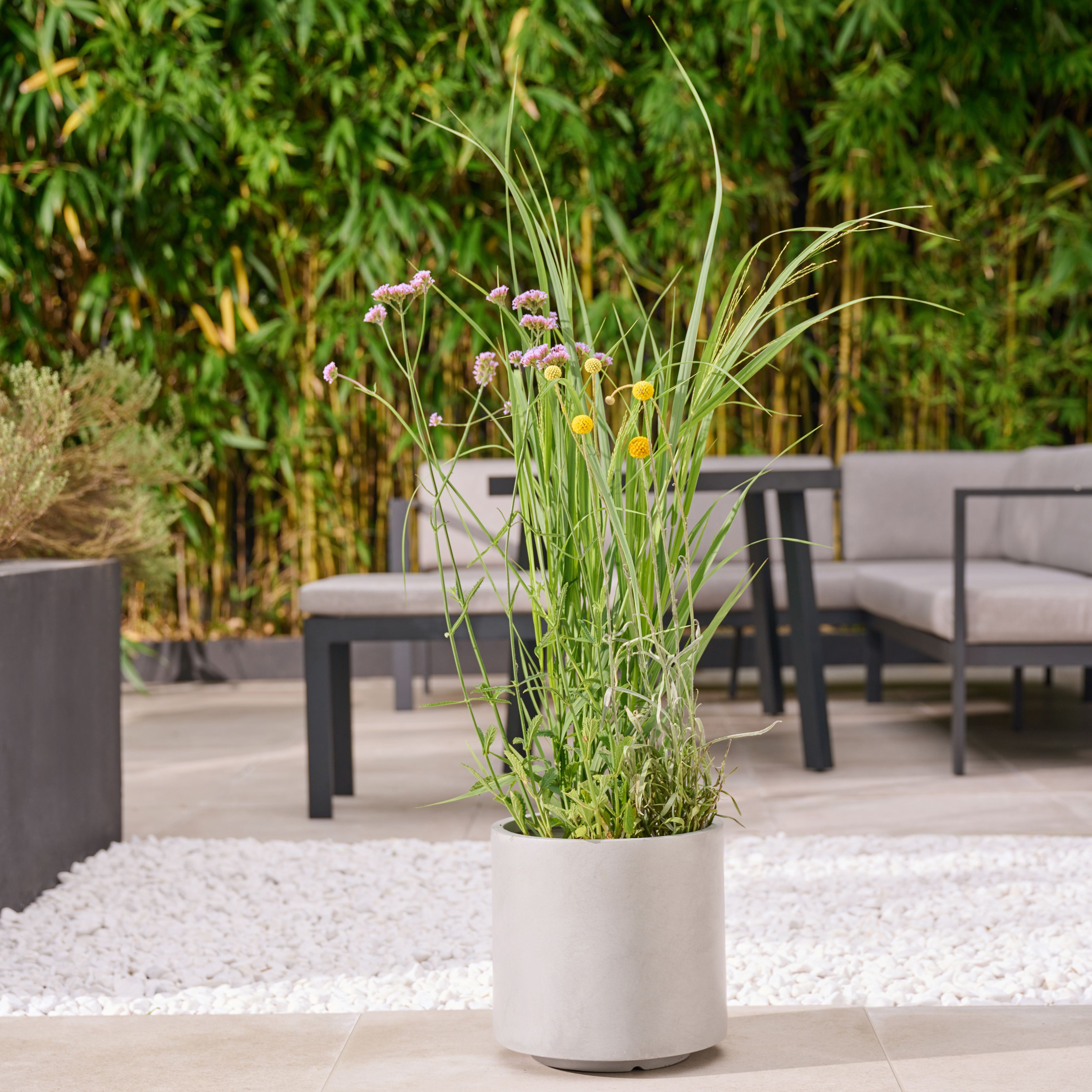 Verve Grey Fibreclay Plant pot (Dia) 26cm, (H)26cm