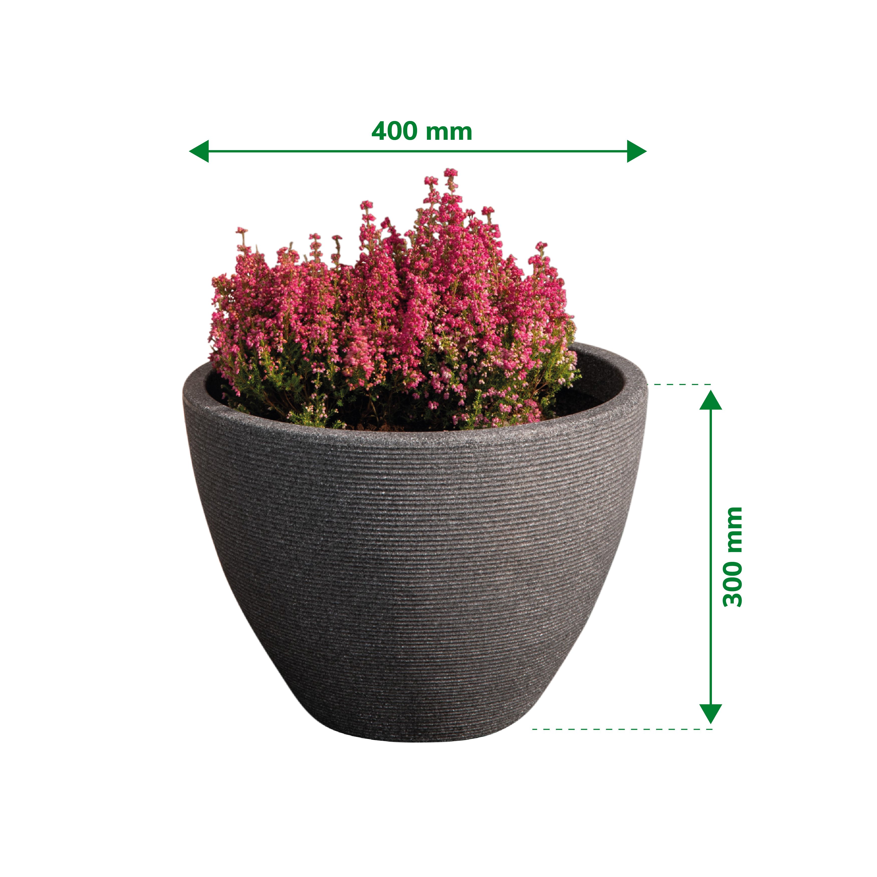 Verve Grey Stone effect Ridged Planter Plastic Plant pot (Dia) 40cm, (H)30cm