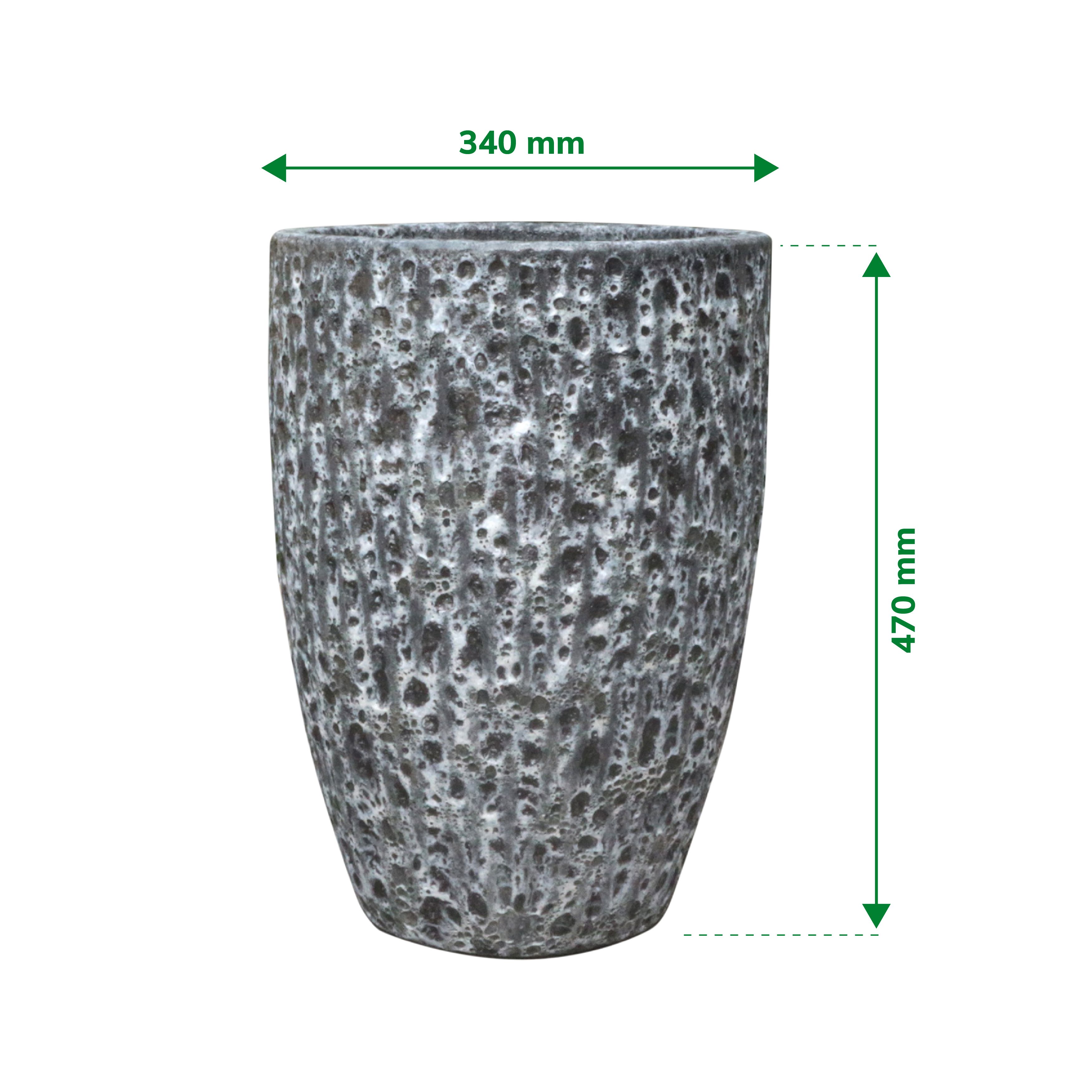 Verve Grey Volcanic Ceramic Plant pot (Dia) 34cm, (H)47cm