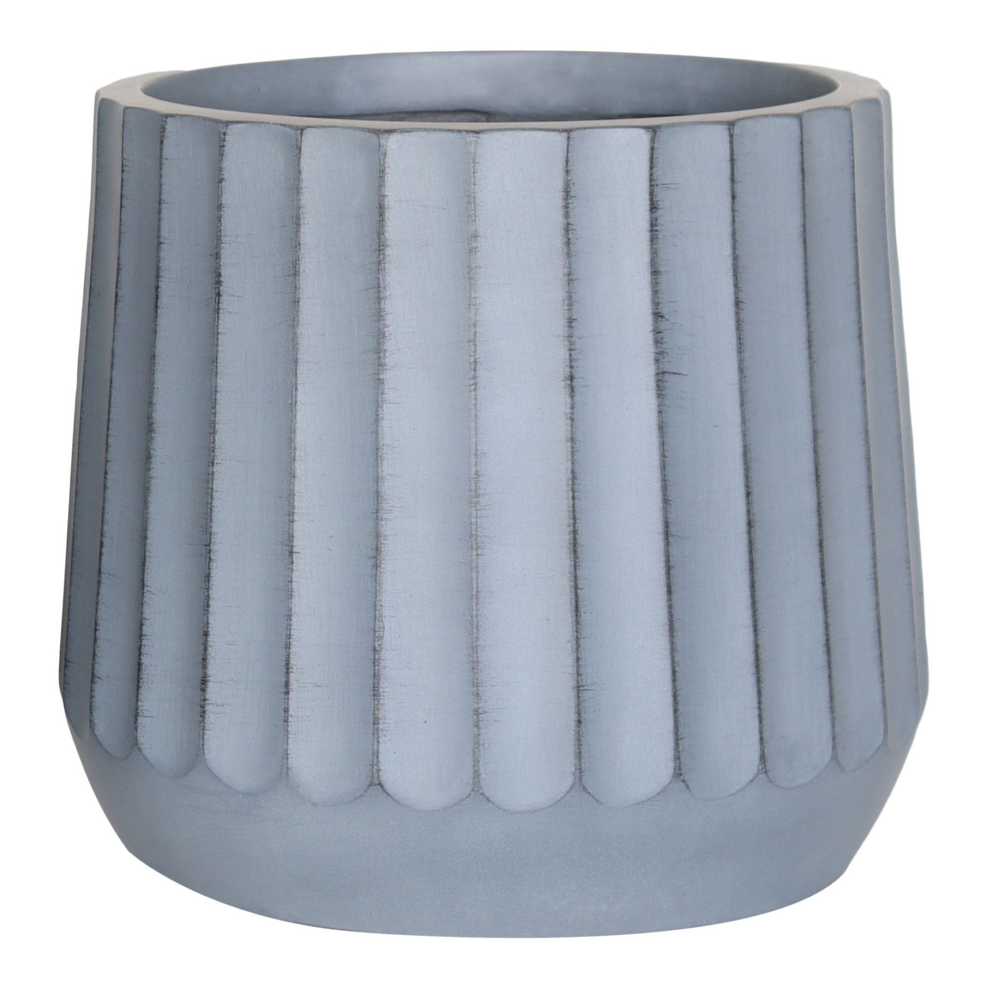 Verve Grey Wide ribbed Fibreclay Plant pot (Dia) 28cm, (H)25cm