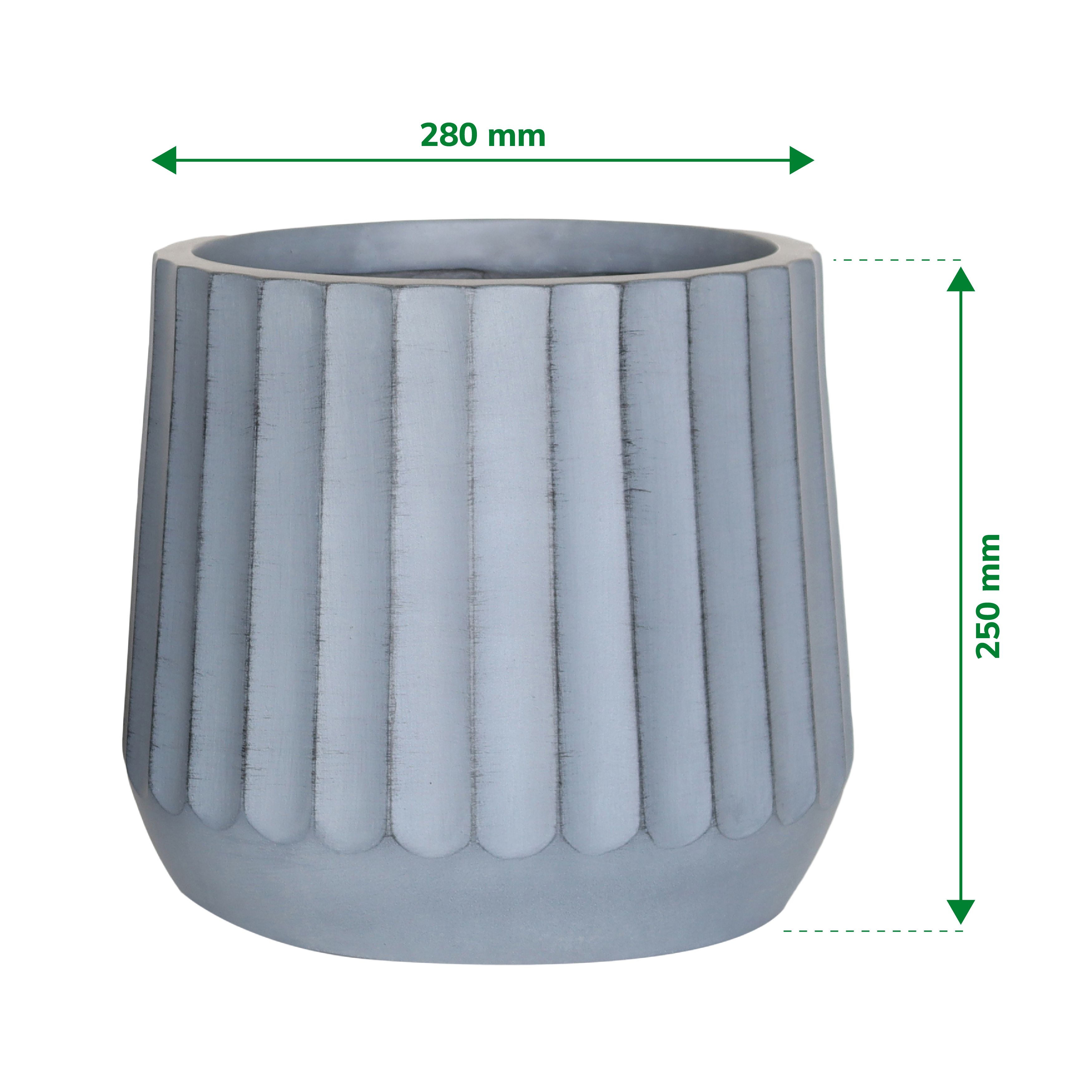 Verve Grey Wide ribbed Fibreclay Plant pot (Dia) 28cm, (H)25cm