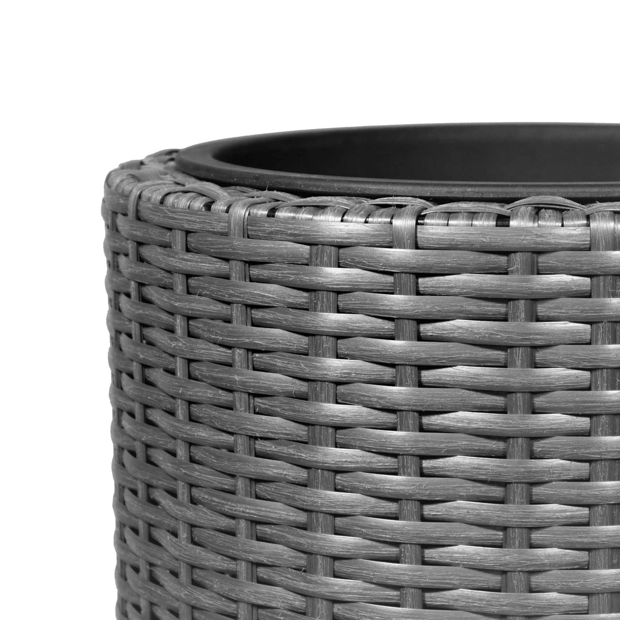 Verve IRAKLIA Grey Rattan effect Polyethylene (PE) Plant pot (Dia) 35cm, (H)40cm, 12L