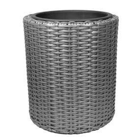 Verve IRAKLIA Grey Rattan effect Polyethylene (PE) Round Plant pot (Dia) 35cm, (H)40cm, 12L