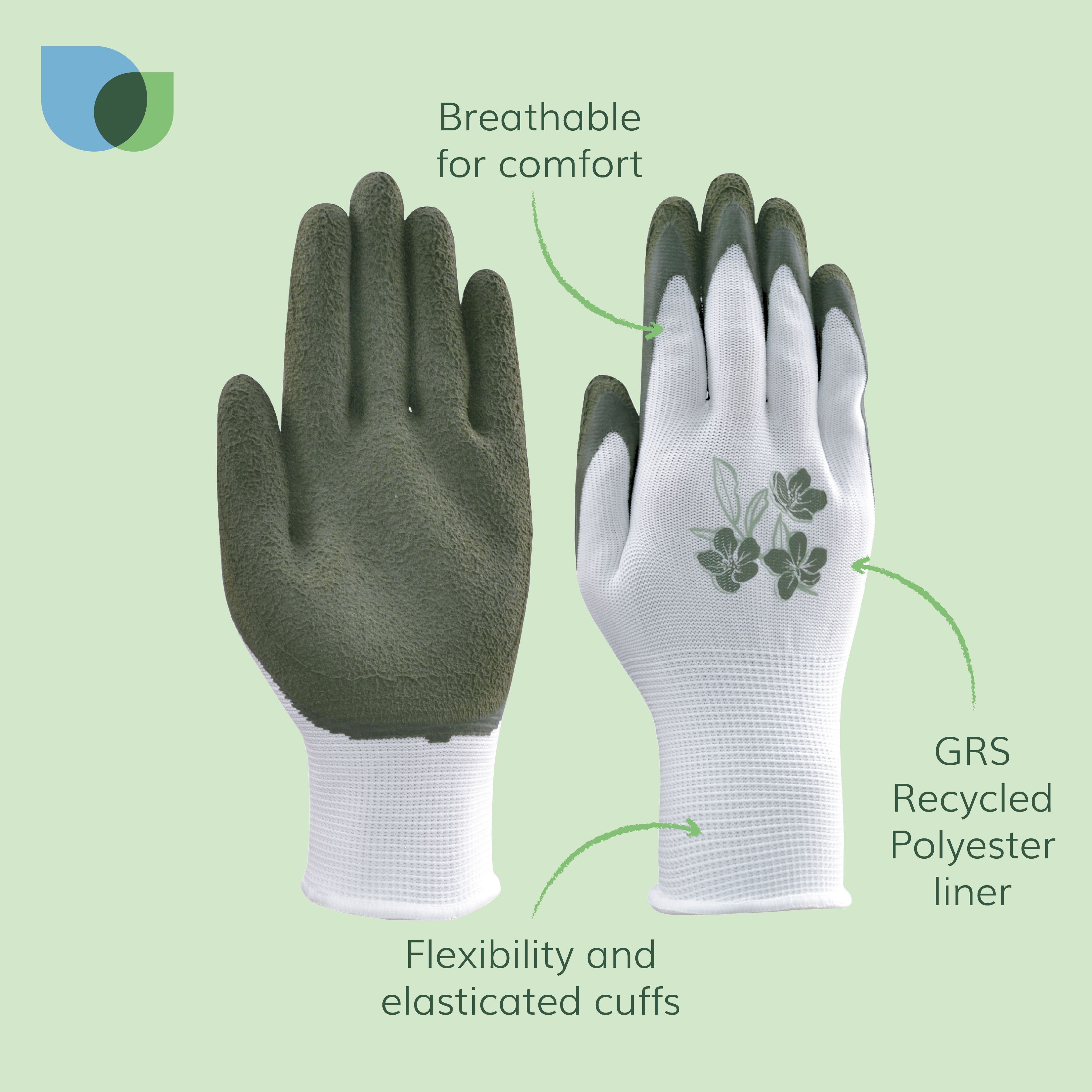 Verve Latex White/green Gardening gloves Medium, Pair