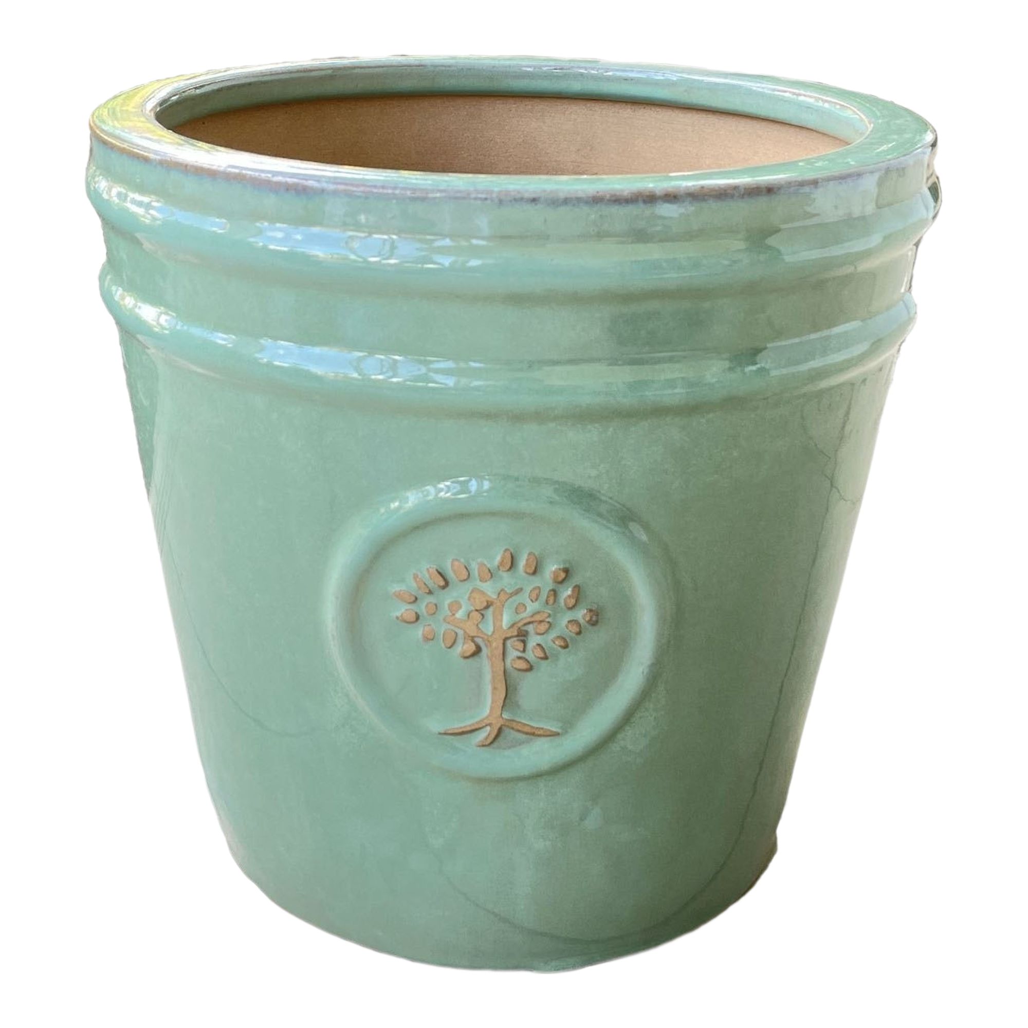 Verve Laurel Wreath Green Ceramic Plant pot (Dia) 20cm, (H)18cm