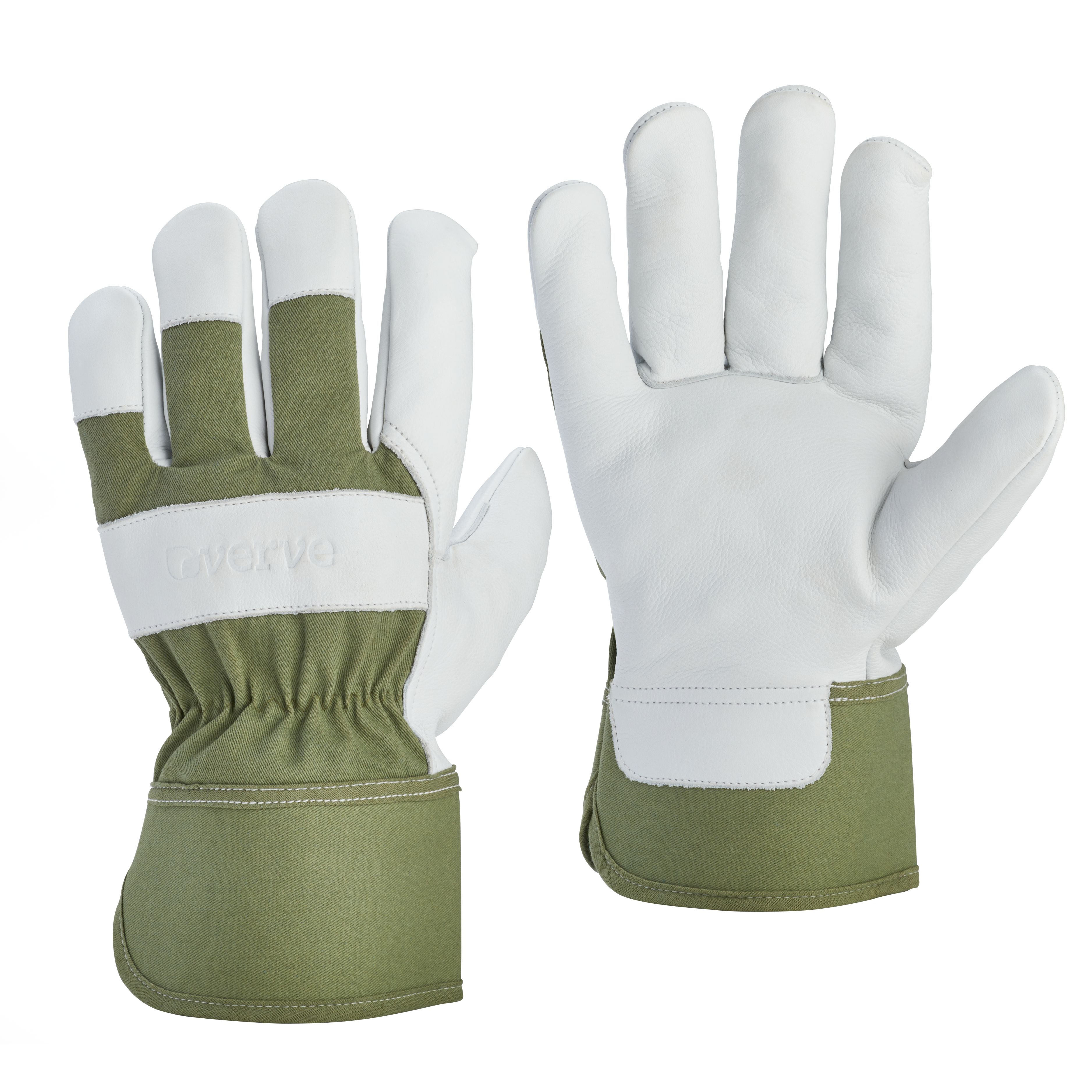 Verve Leather Deep Lichen Green Gardening gloves Large, Pair