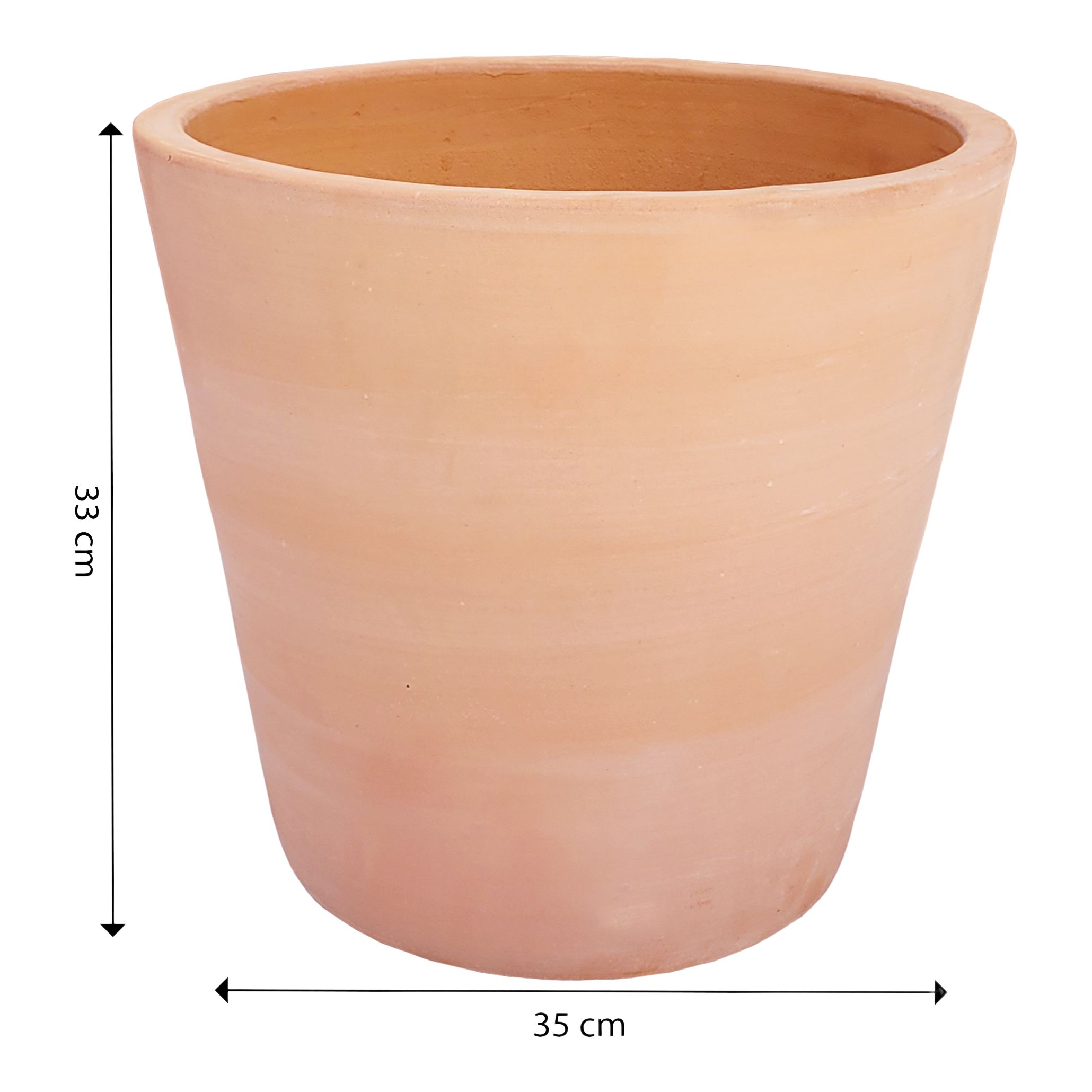 Verve Mali White washed Terracotta Circular Plant pot (Dia)35cm