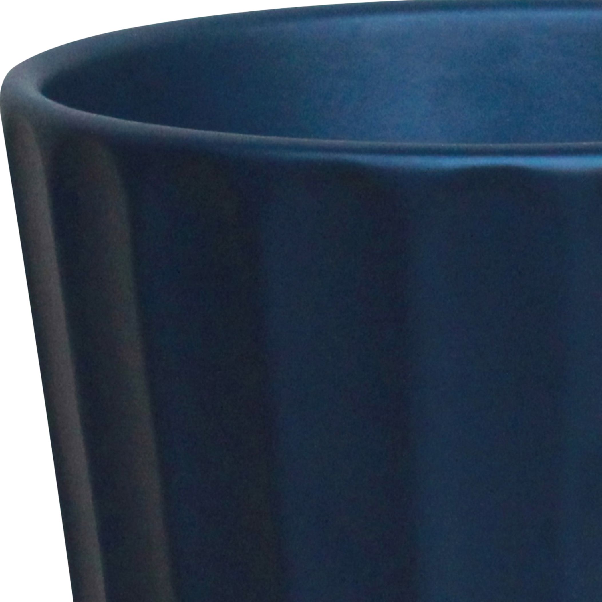 Verve Midnight Navy Blue Ribbed Clay Plant pot (Dia) 16.5cm, (H)15cm