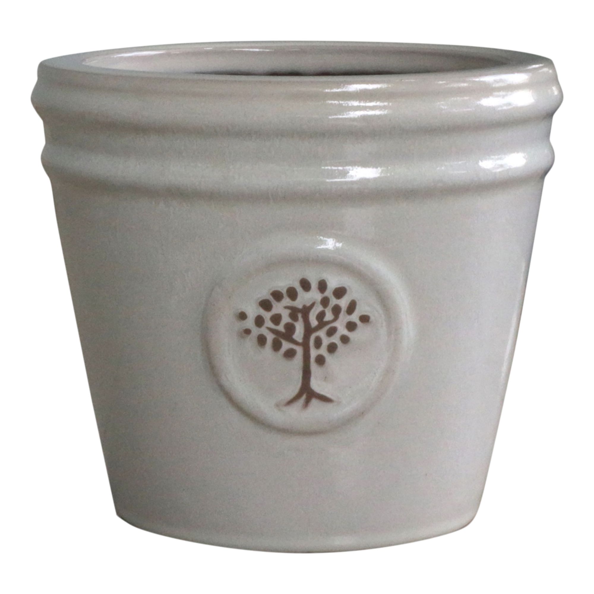 Verve Moon Beam White Ceramic Plant pot (Dia) 20cm, (H)18cm
