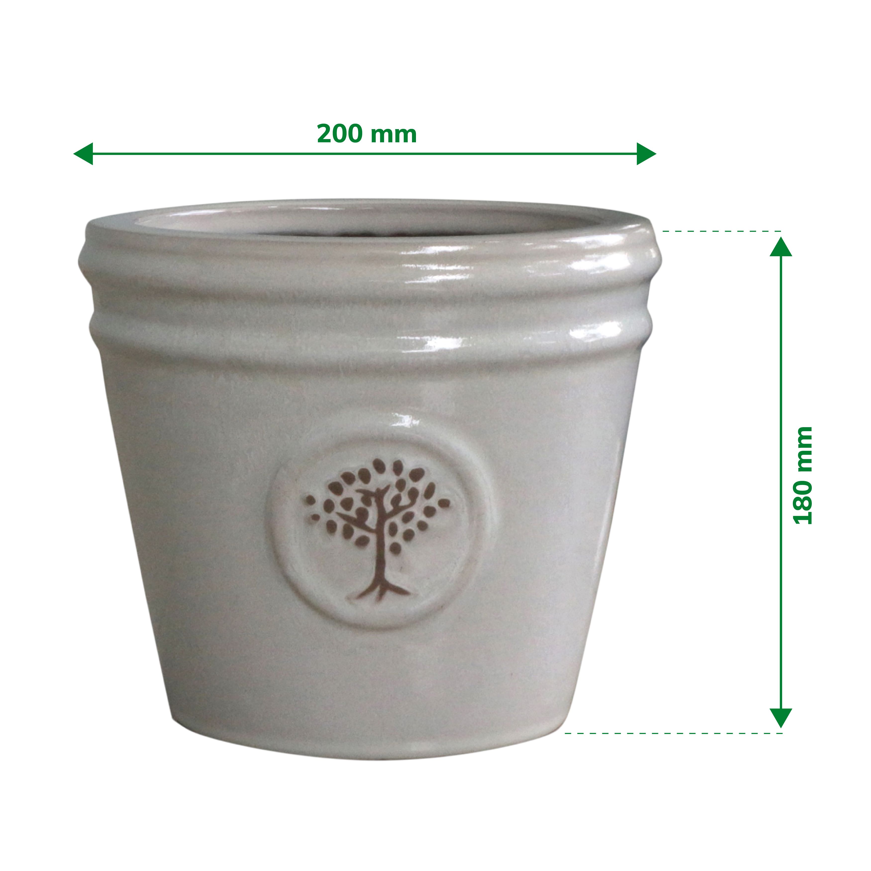 Verve Moon Beam White Ceramic Plant pot (Dia) 20cm, (H)18cm
