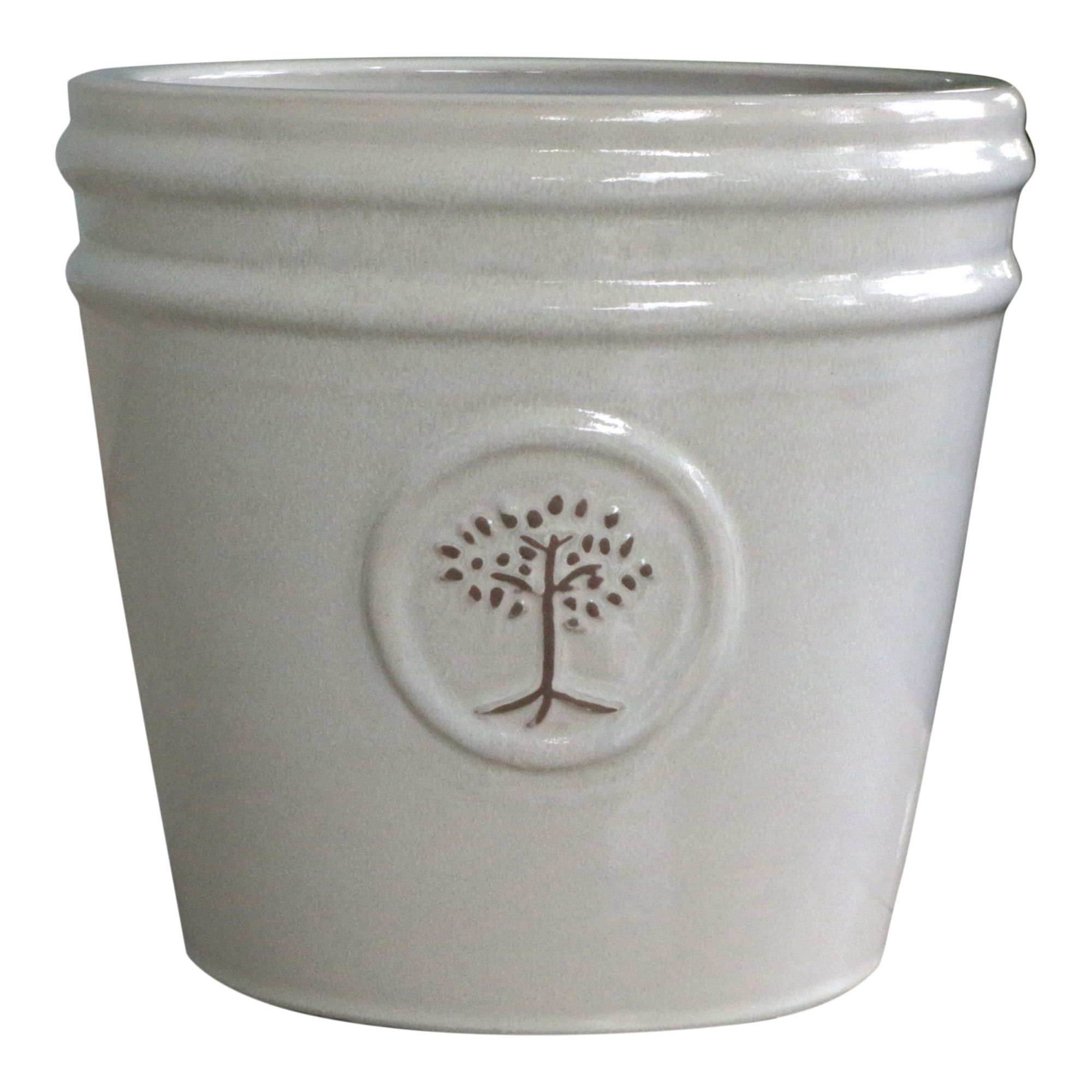 Verve Moon Beam White Ceramic Plant pot (Dia) 32cm, (H)30cm
