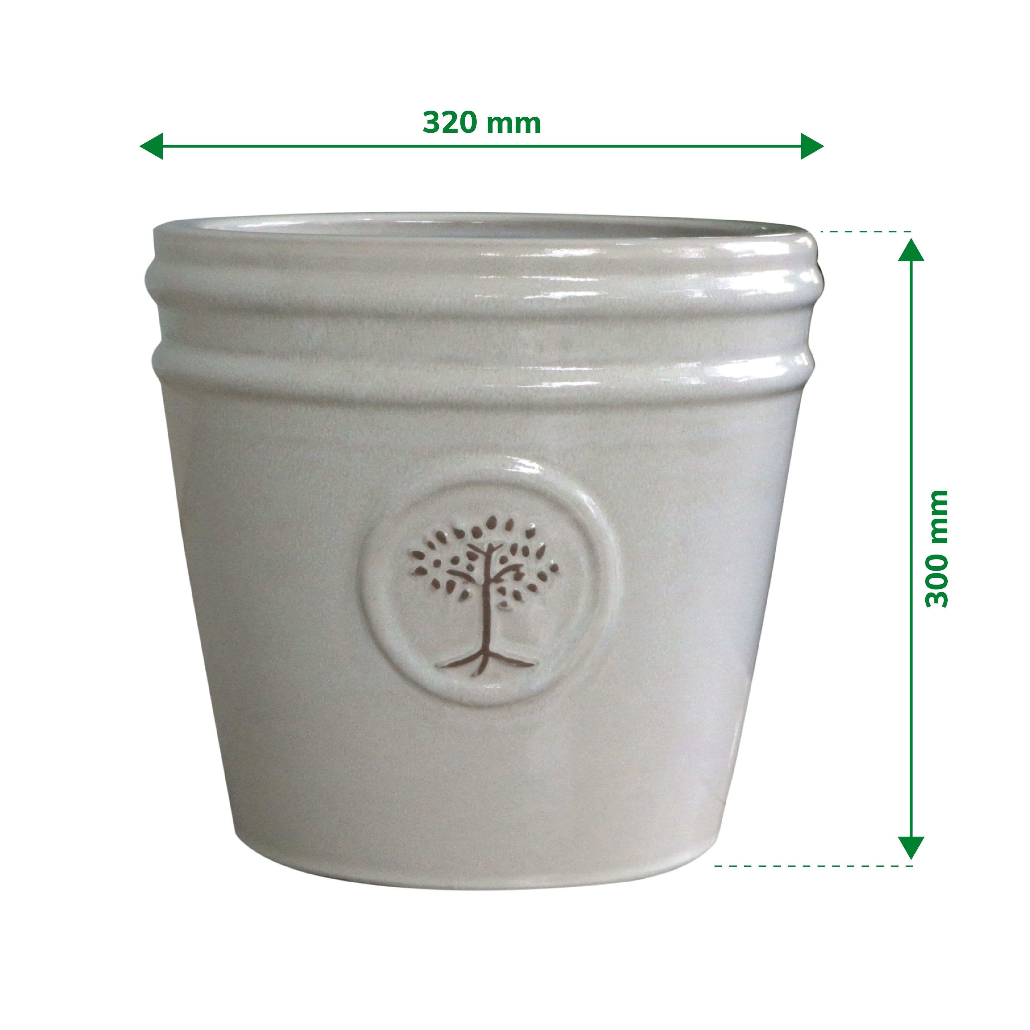Verve Moon Beam White Ceramic Plant pot (Dia) 32cm, (H)30cm