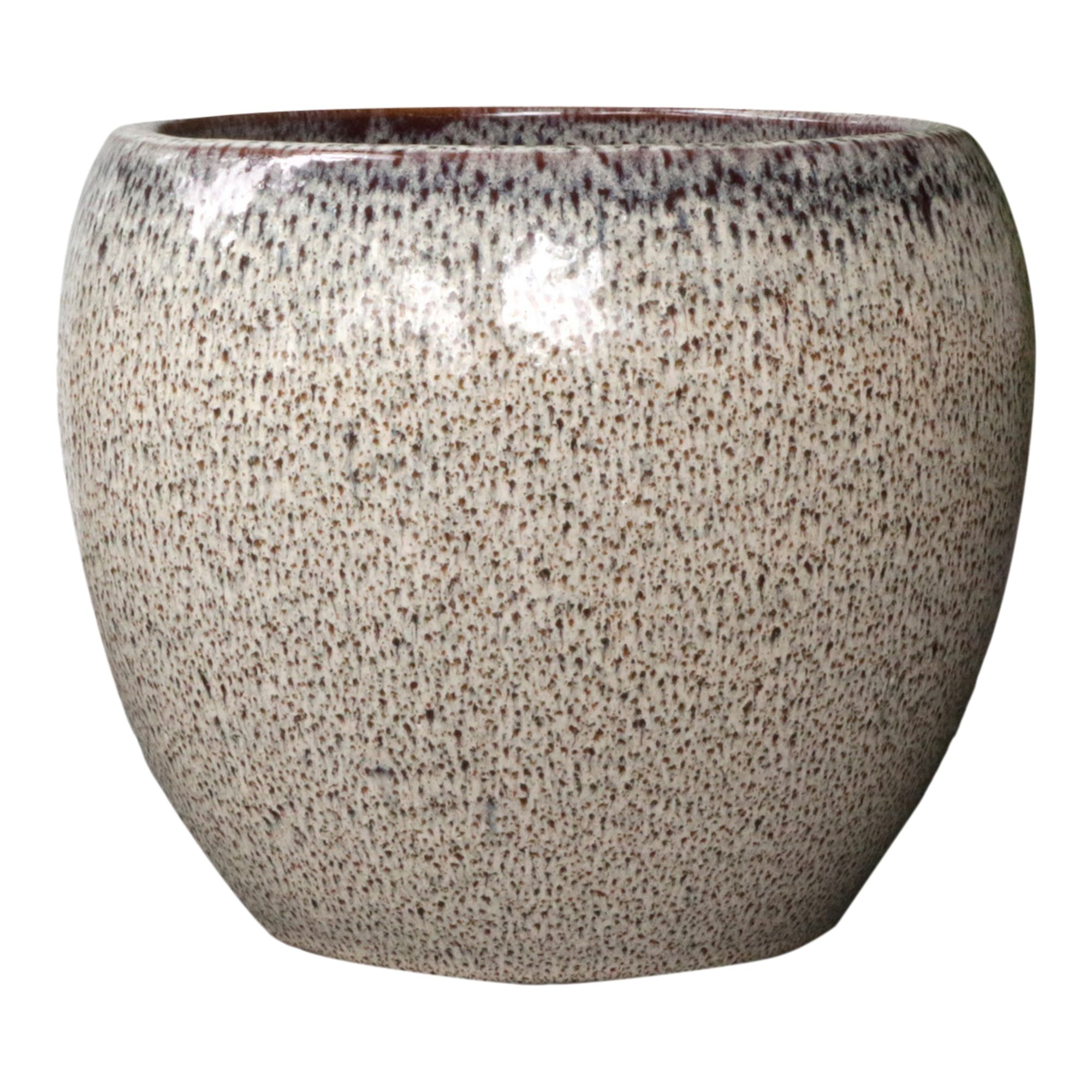 Verve Moonbeam Cream Ceramic Glazed Plant pot (Dia) 24cm, (H)21cm