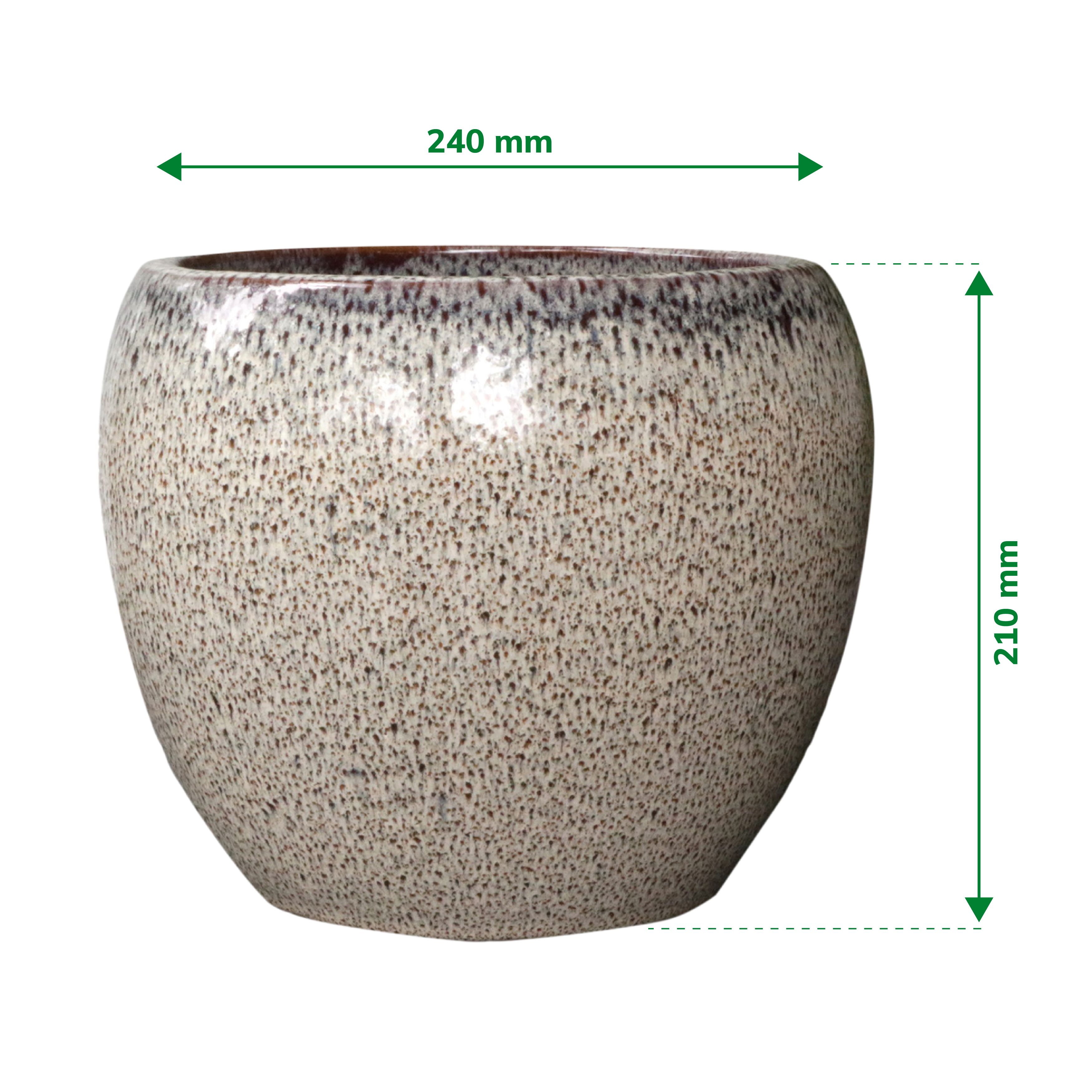 Verve Moonbeam Cream Ceramic Glazed Plant pot (Dia) 24cm, (H)21cm