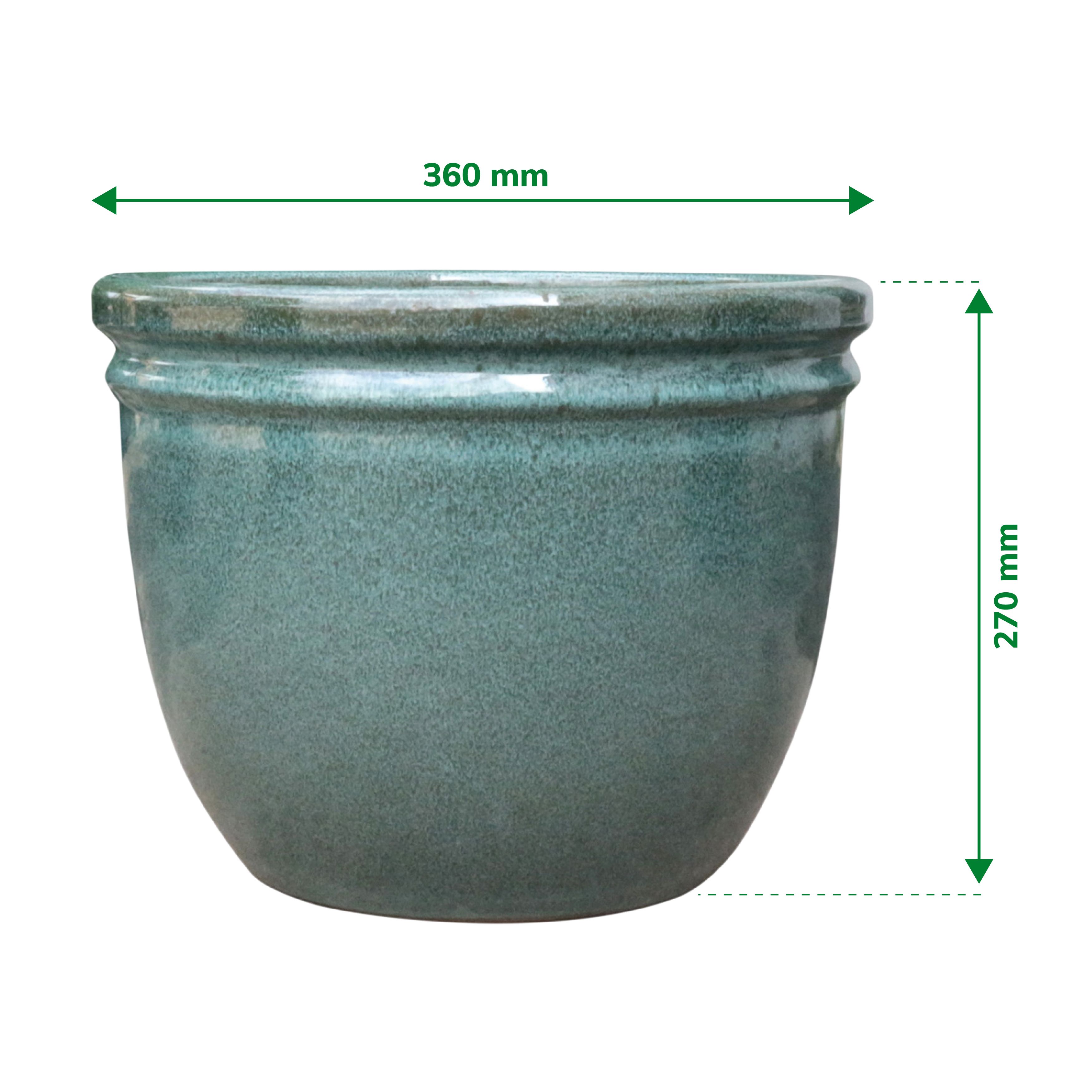 Verve Moss Green Clay Plant pot (Dia) 36cm, (H)27cm