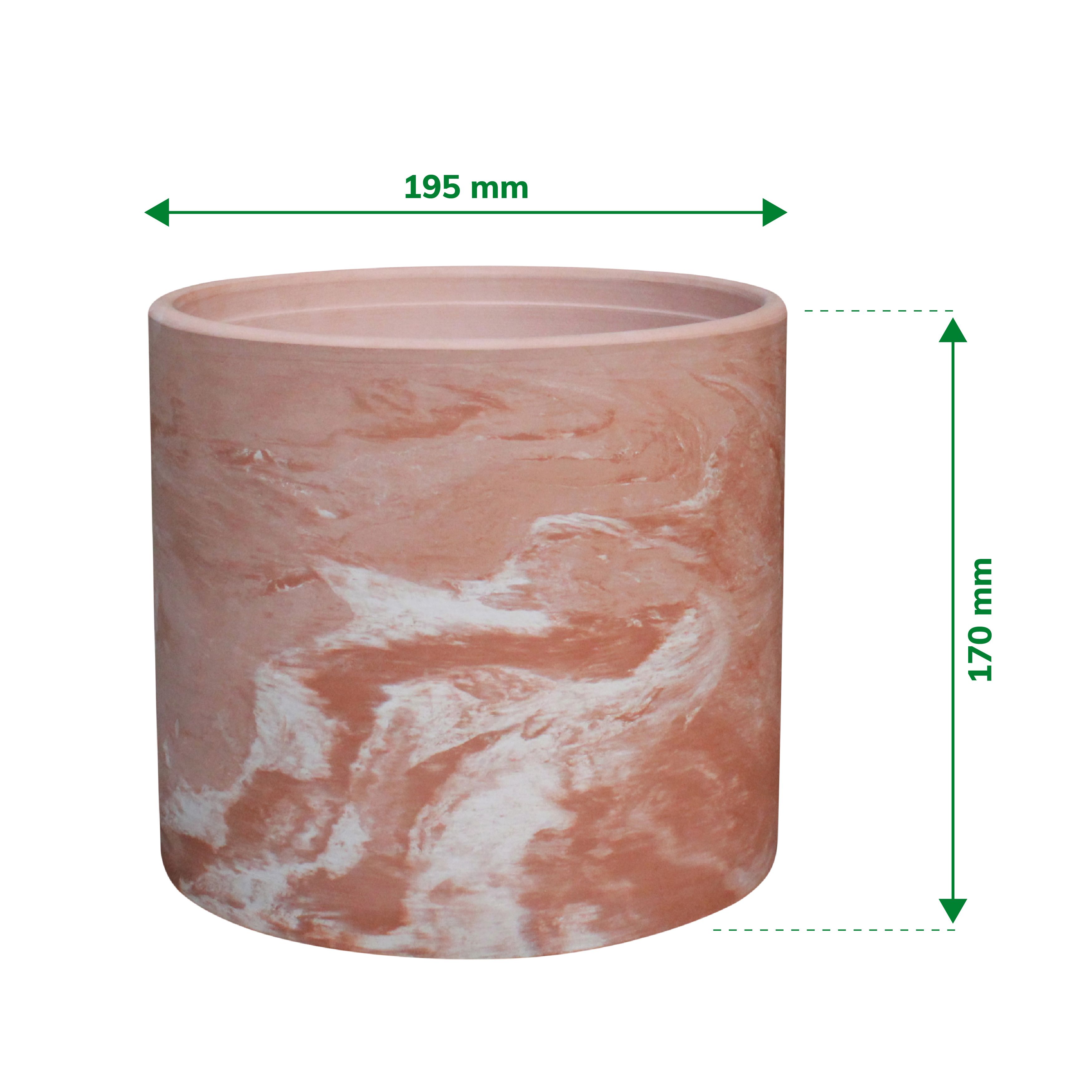 Verve Neutral Marble effect Terracotta Plant pot (Dia) 19.5cm, (H)17cm