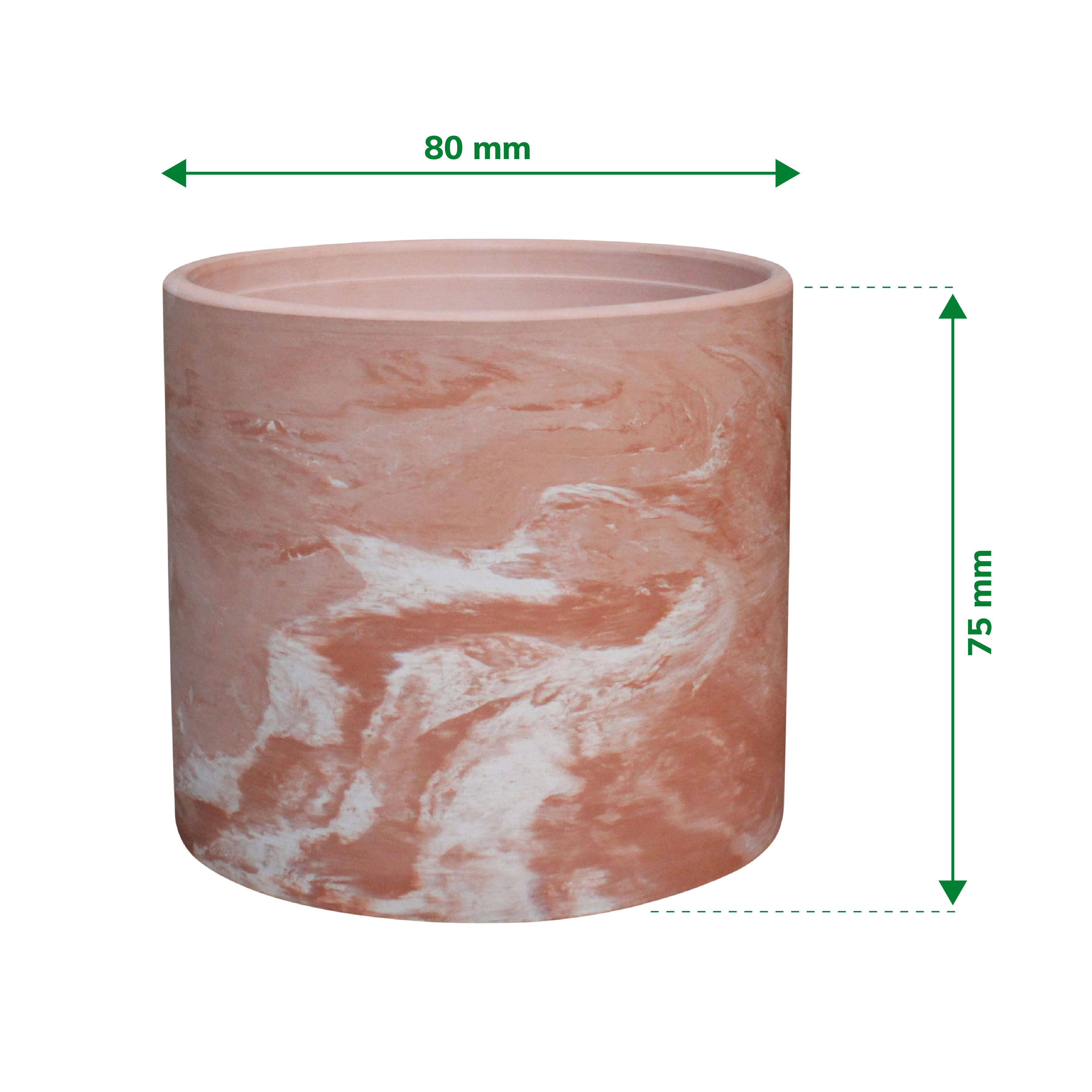 Verve Neutral Marble effect Terracotta Plant pot (Dia) 8cm, (H)7.5cm