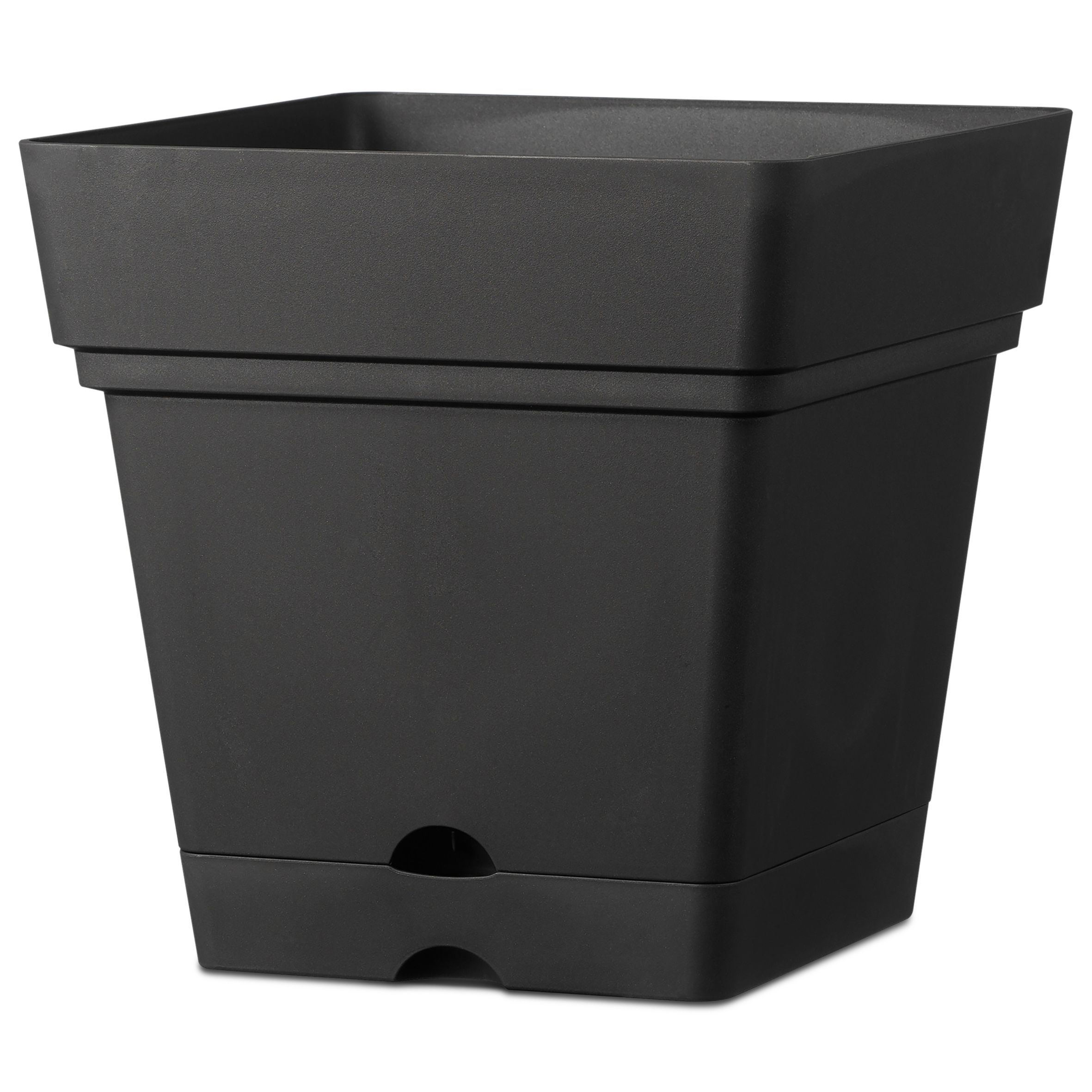 Verve Nurgul Dark grey Plastic Square Plant pot (Dia)38cm