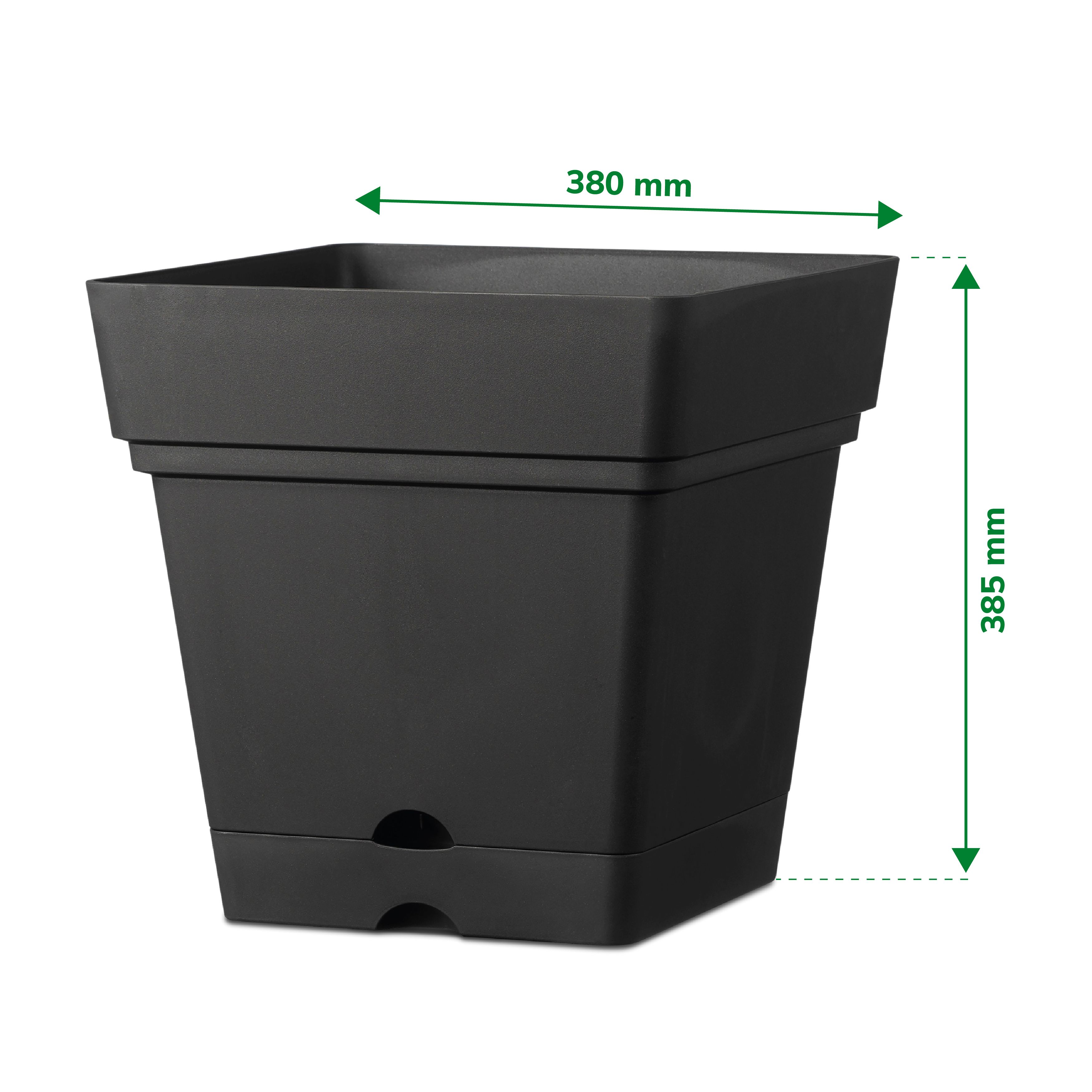 Verve Nurgul Dark grey Plastic Square Plant pot (Dia)38cm