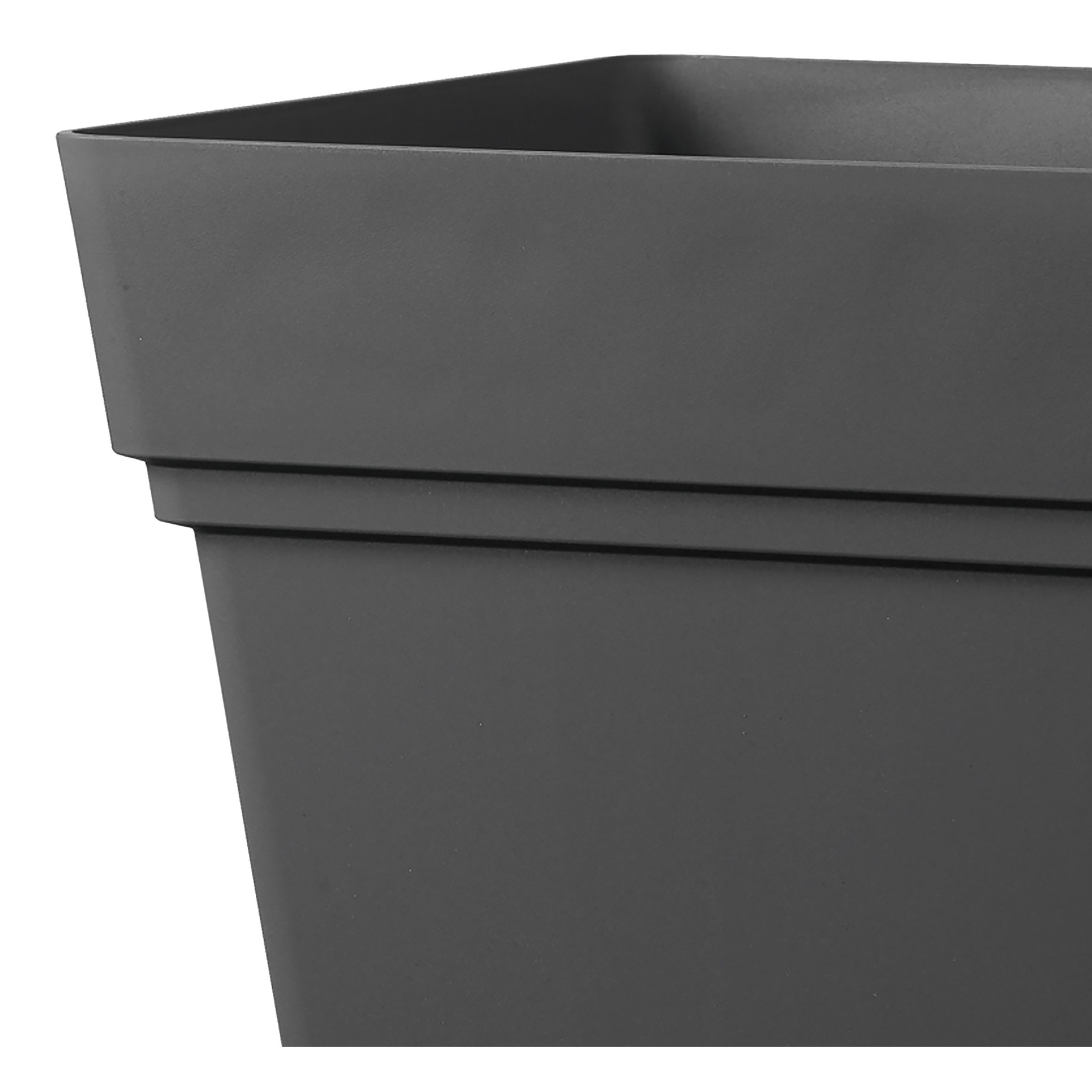 Verve Nurgul Dark grey Plastic Square Plant pot (Dia)38cm