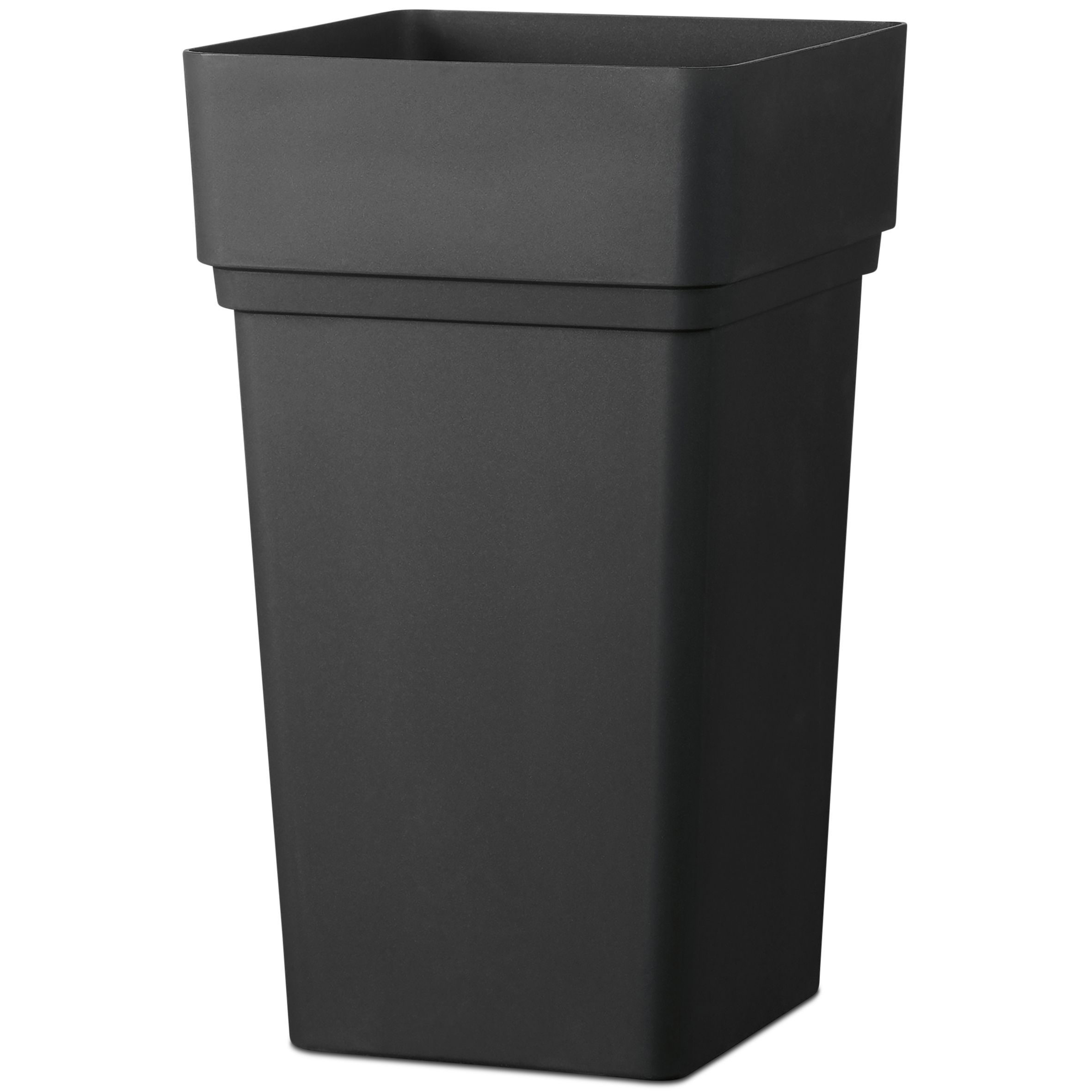 Verve Nurgul Dark grey Plastic Tall Square Plant pot (Dia)38cm