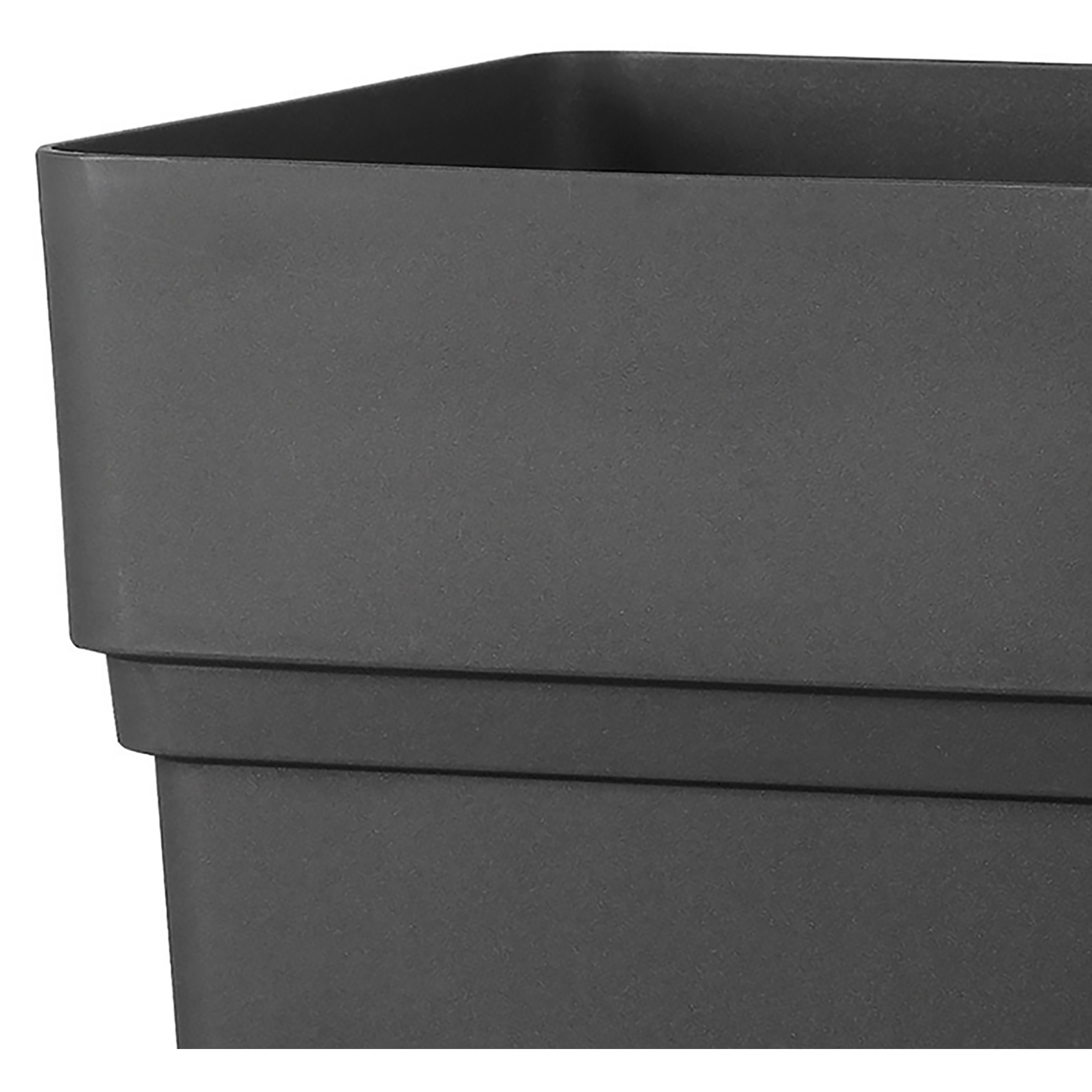 Verve Nurgul Dark grey Plastic Tall Square Plant pot (Dia)38cm