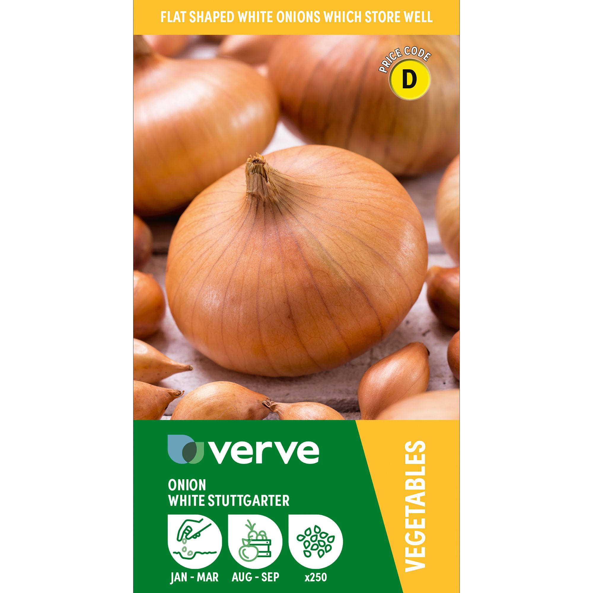 Verve Onion 'White Stuttgarter' Vegetable Seeds