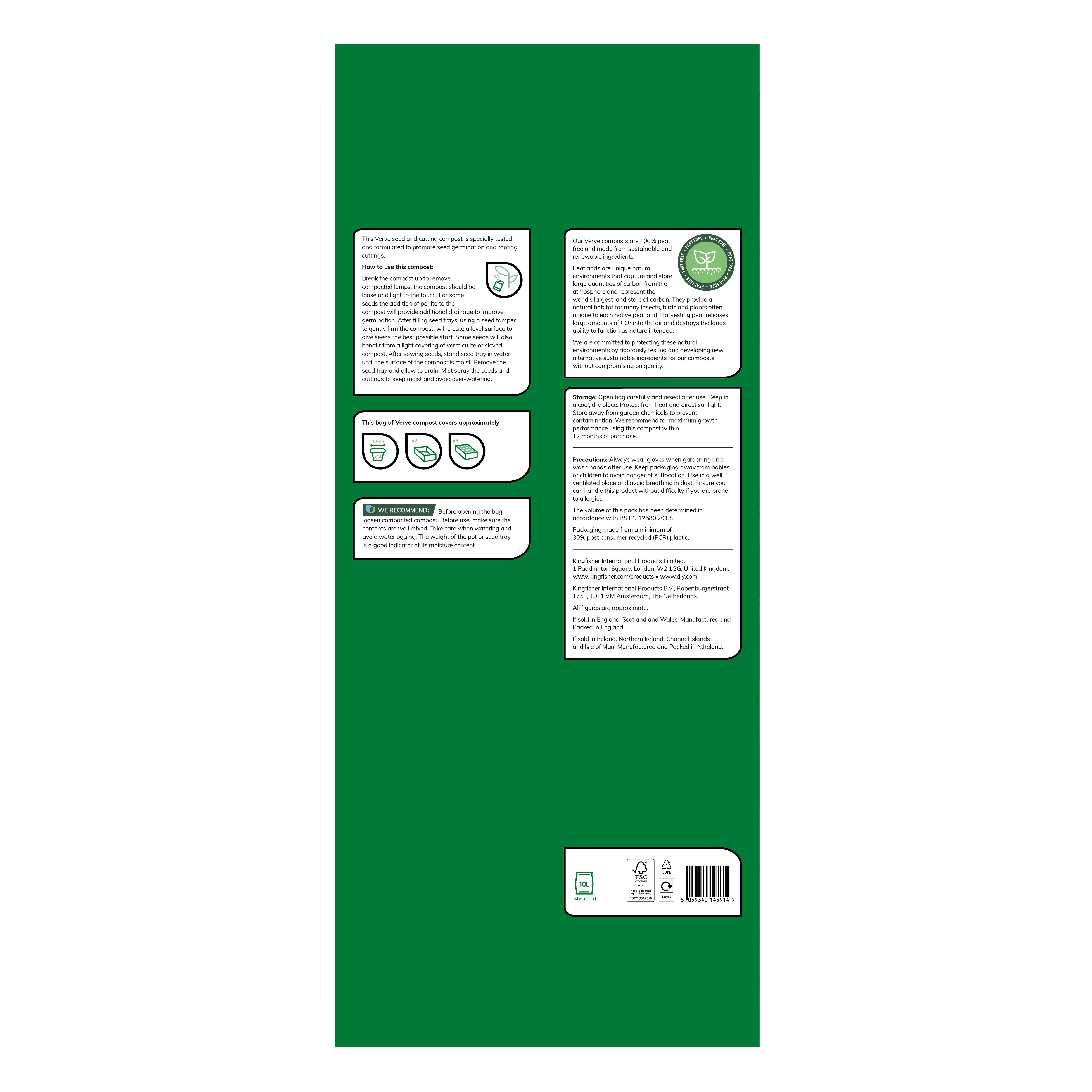 Verve Peat-free Seed & cutting Compost 10L