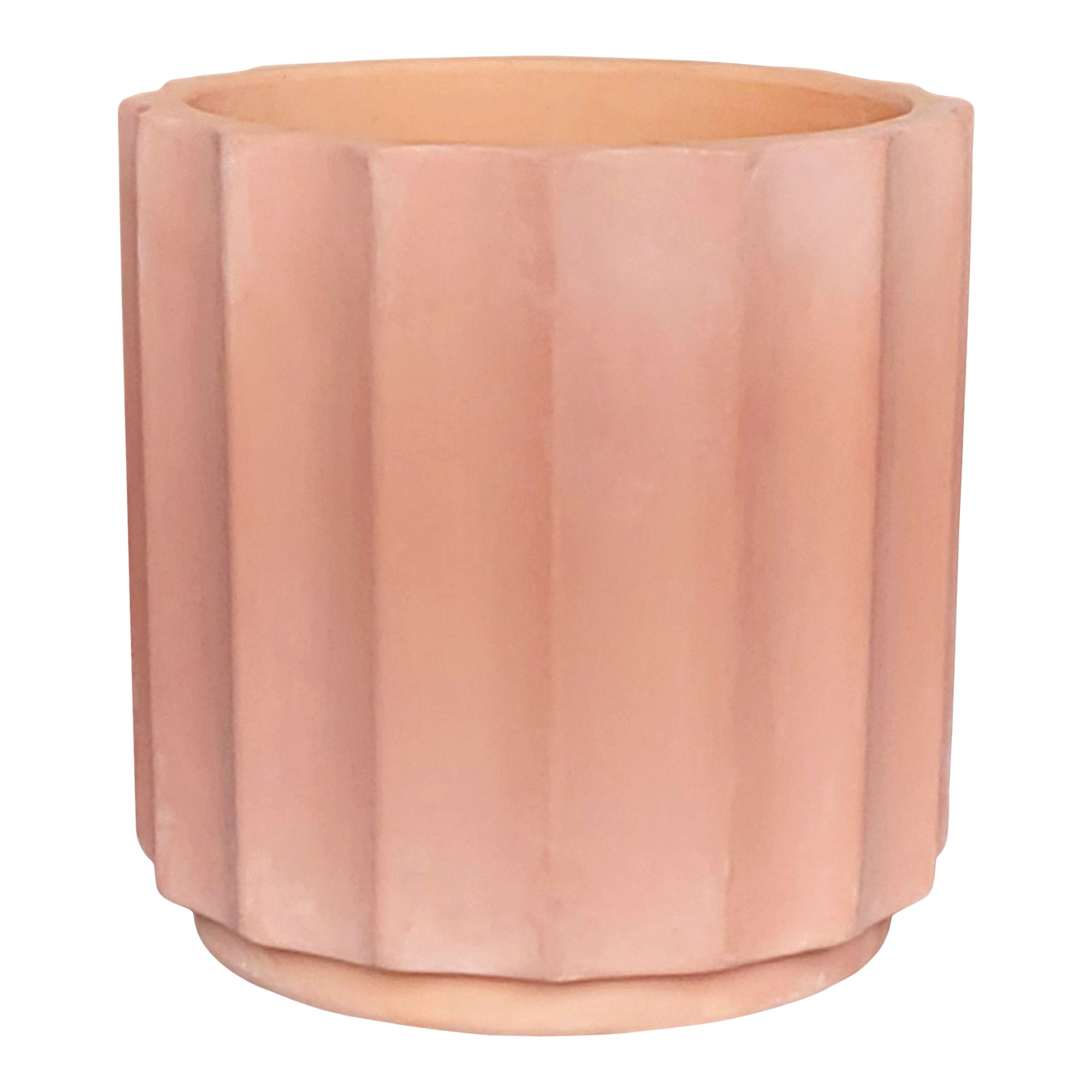 Verve Pink Ribbed Terracotta Plant pot (Dia) 34cm, (H)34cm