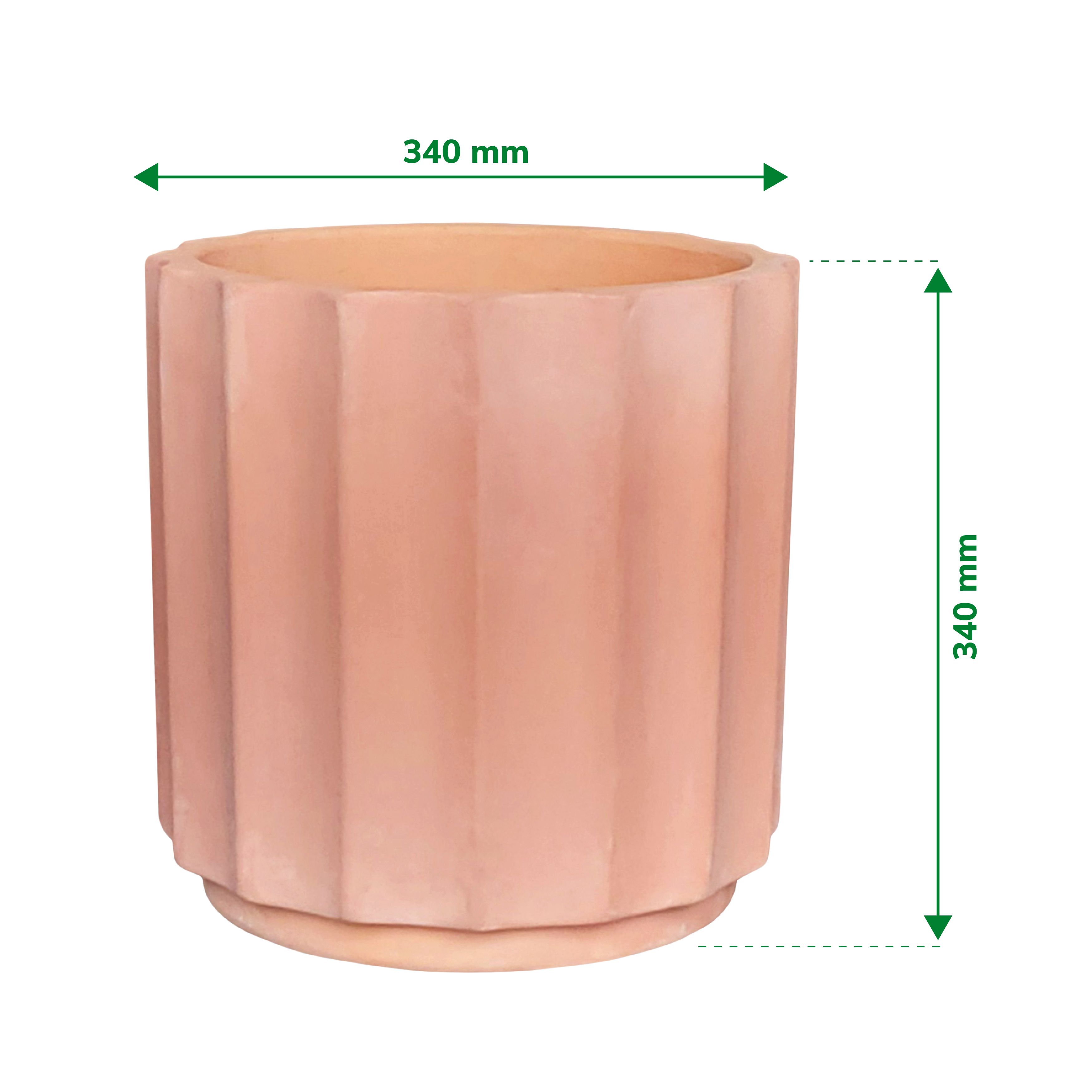 Verve Pink Ribbed Terracotta Plant pot (Dia) 34cm, (H)34cm