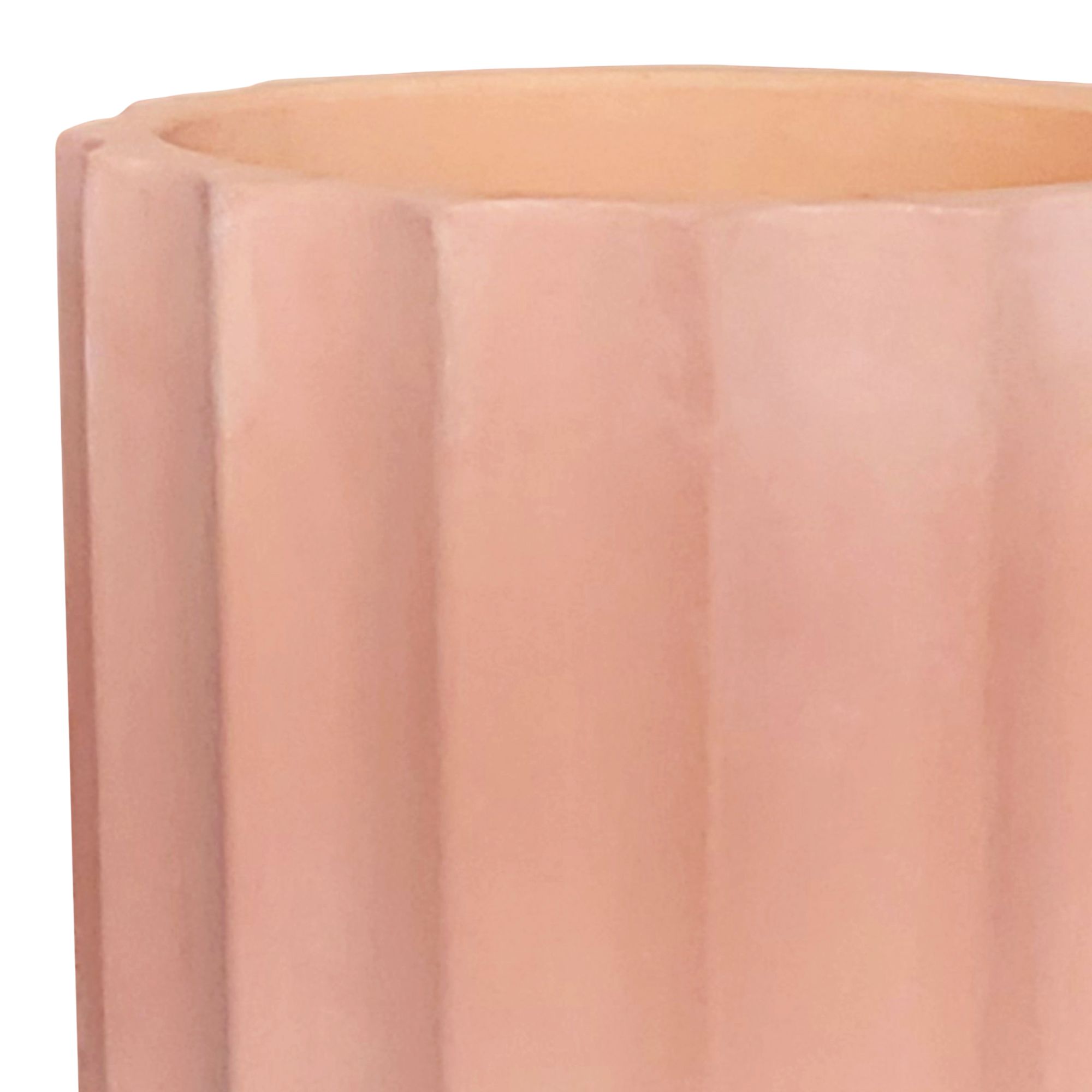 Verve Pink Ribbed Terracotta Plant pot (Dia) 34cm, (H)34cm
