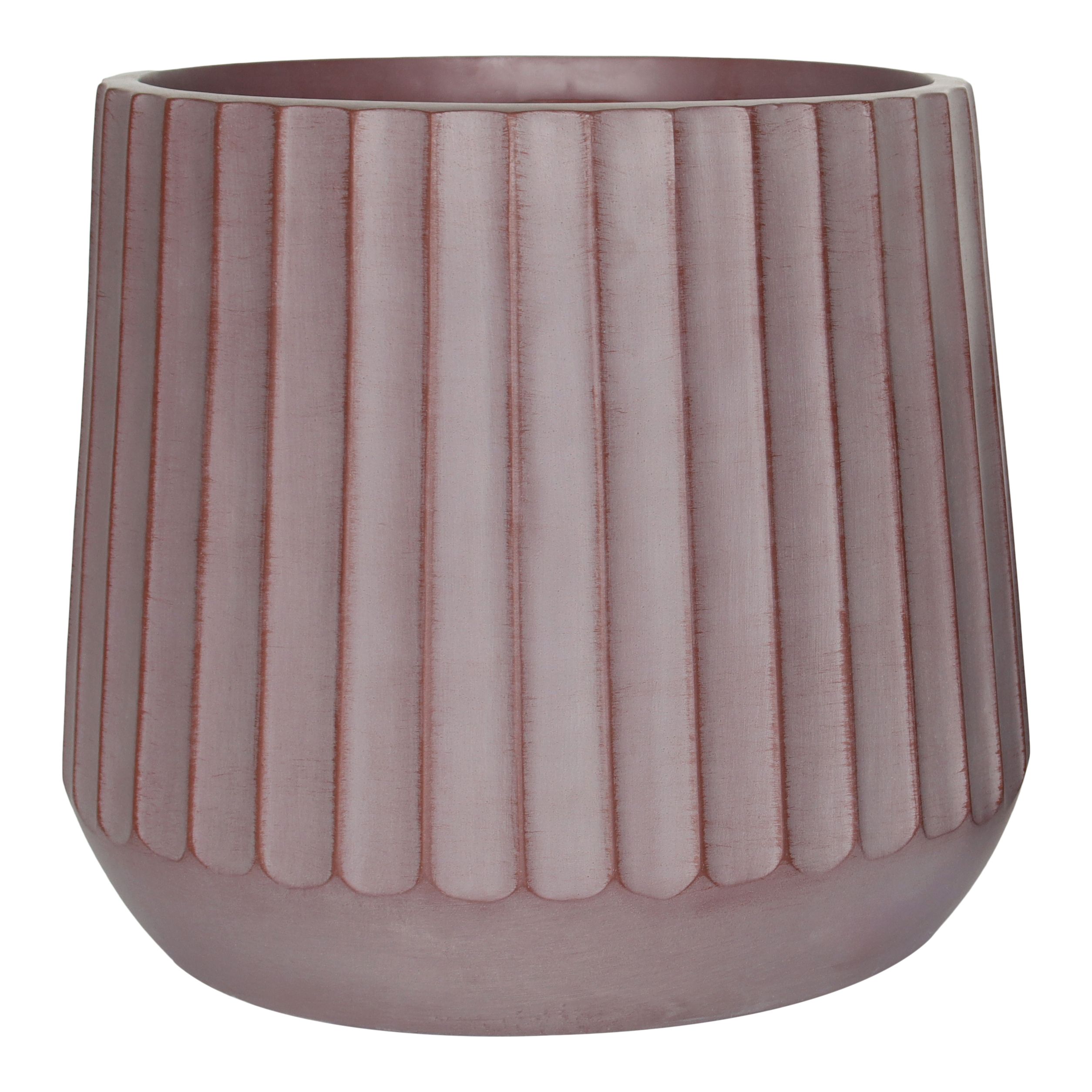 Verve Pink Wide ribbed Fibreclay Plant pot (Dia) 37cm, (H)34cm